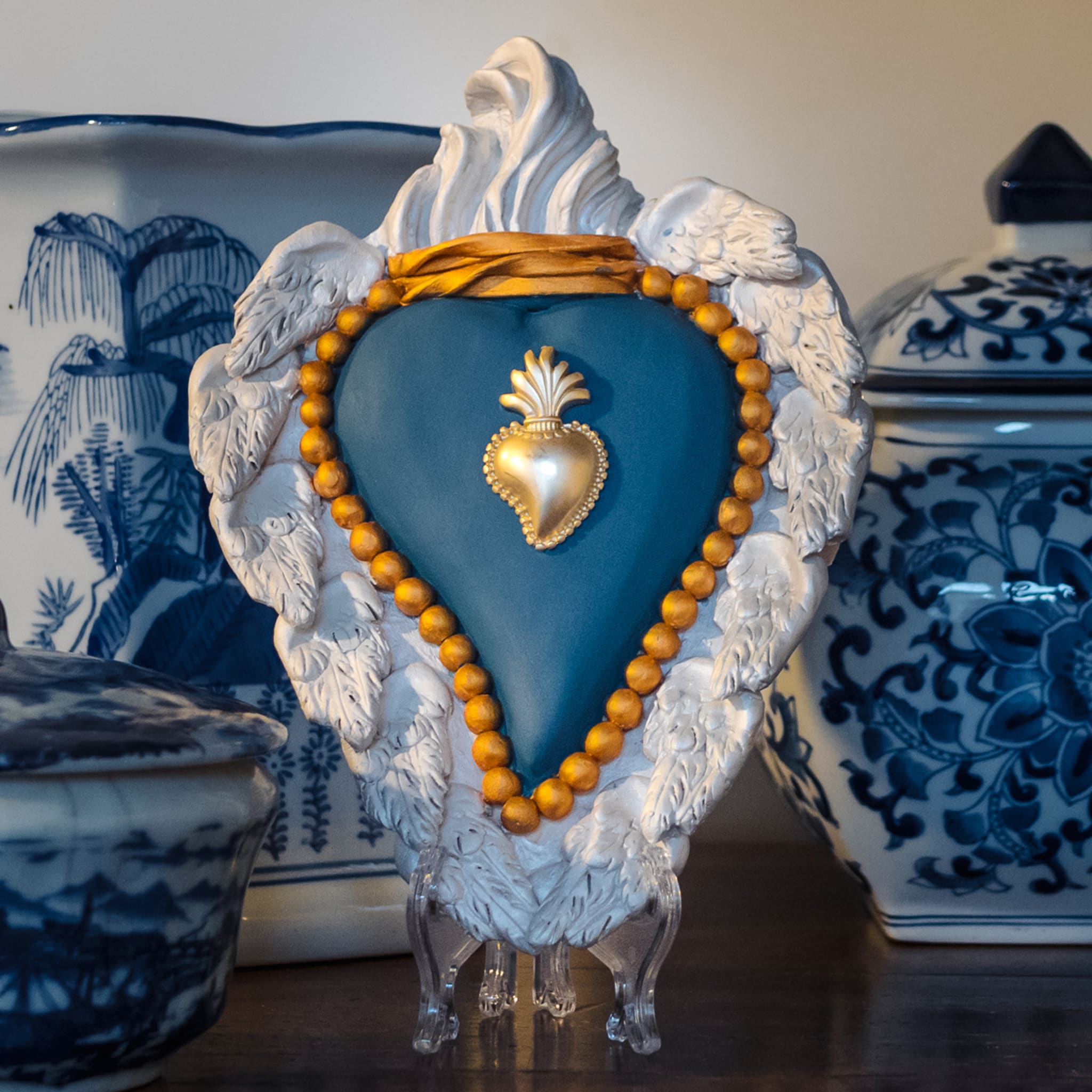 Matte blaue Keramik Herz - Alternative Ansicht 3