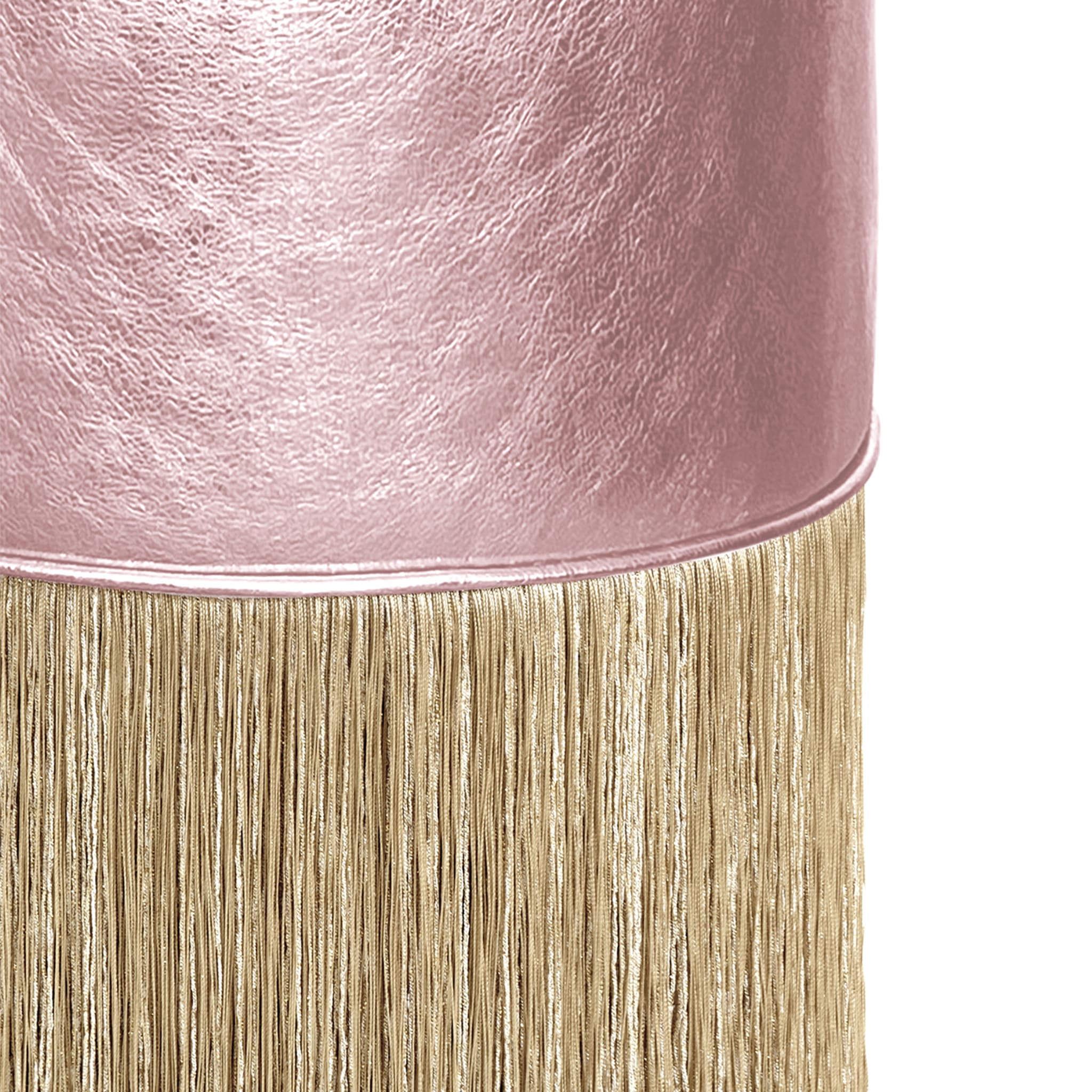 Gleaming Pink Leather Gold Fringes Pouf by Lorenza Bozzoli - Alternative view 1