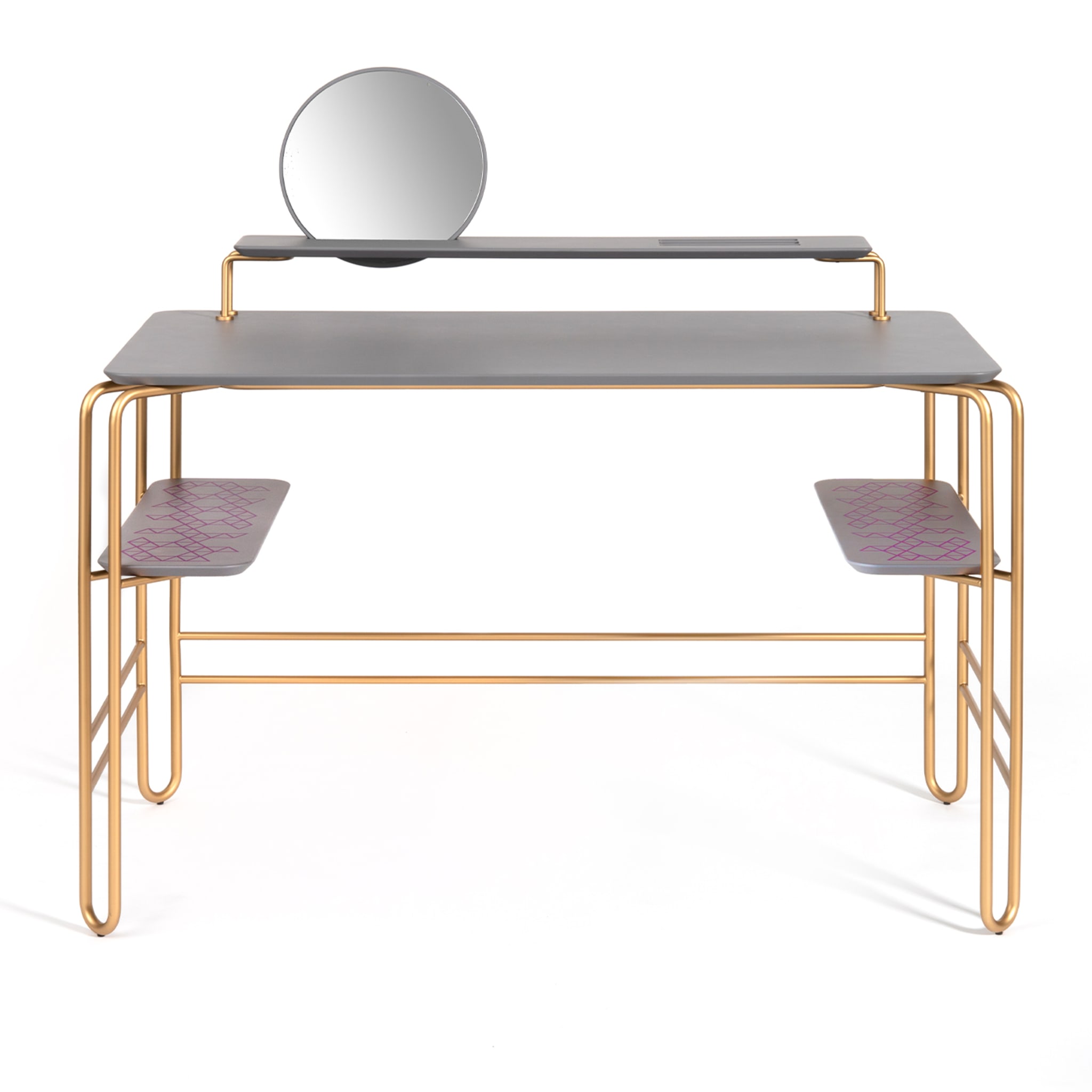 Grimilde Gray and Brass Vanity Desk - Alternative view 1