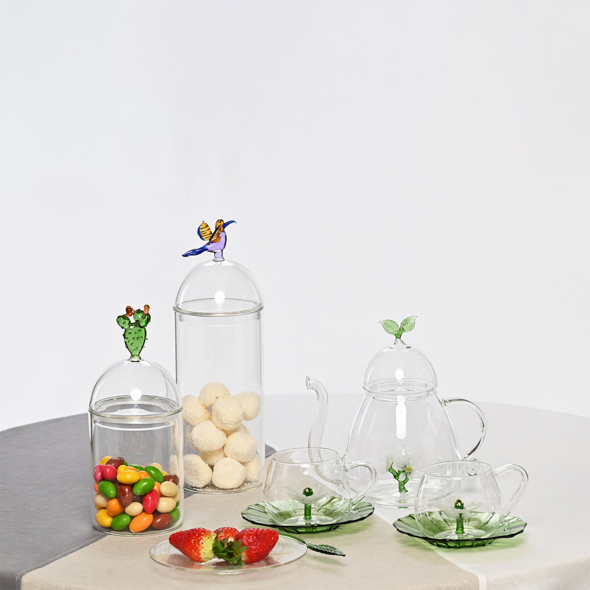 Mediterraneo Handcrafted Medium Cactus Glass Container  - Alternative view 1