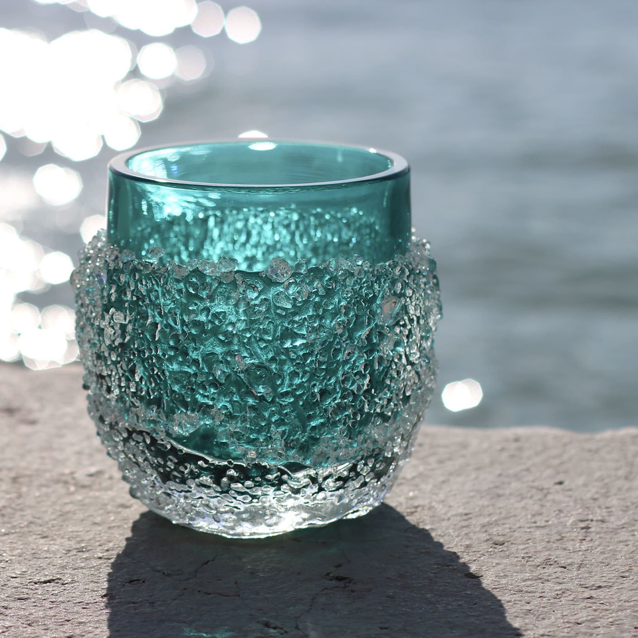 Ghiaccio Aquamarine Glass Vase - Alternative view 2