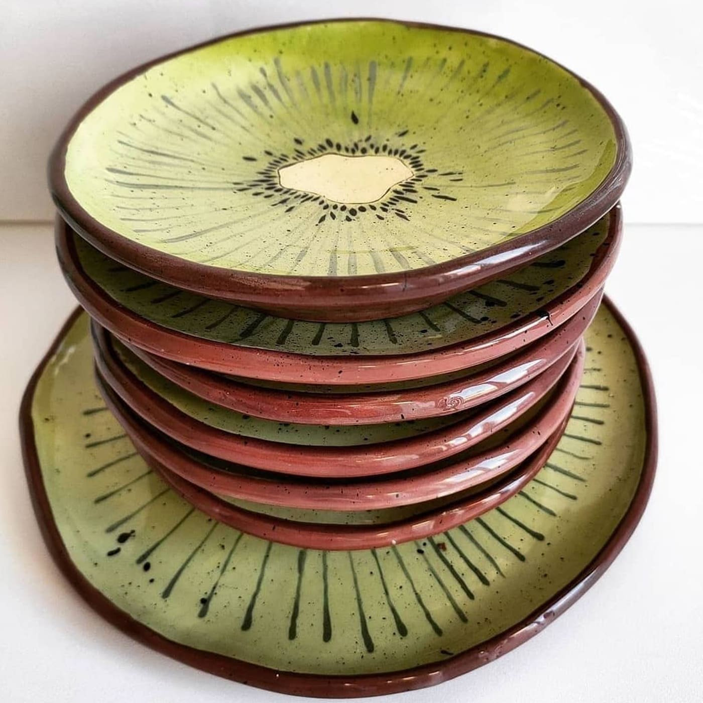 Set of 4 Green Kiwi Plate 18 cm - Federica Massimi