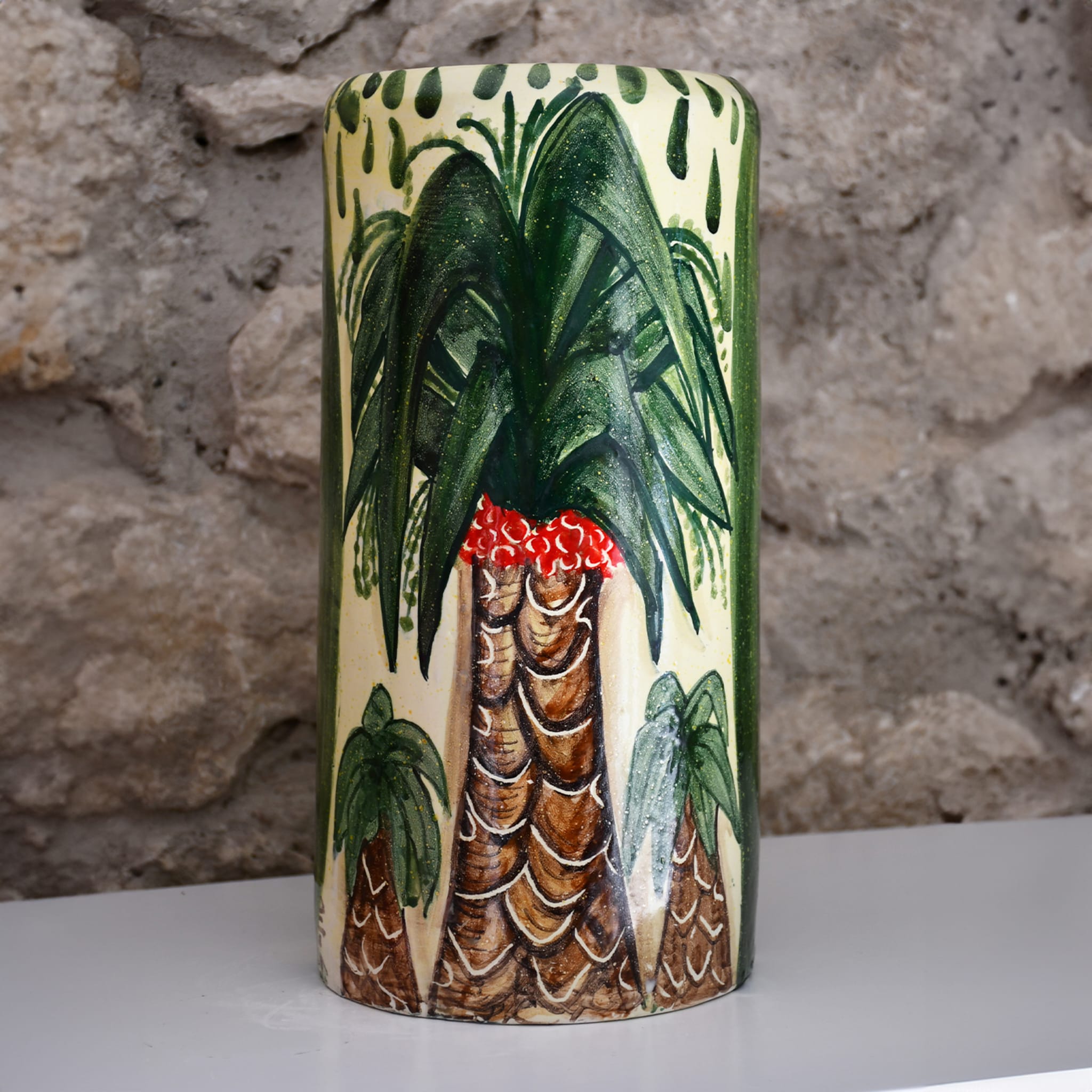 Palmetta Zylindrische Polychromie-Vase - Alternative Ansicht 1