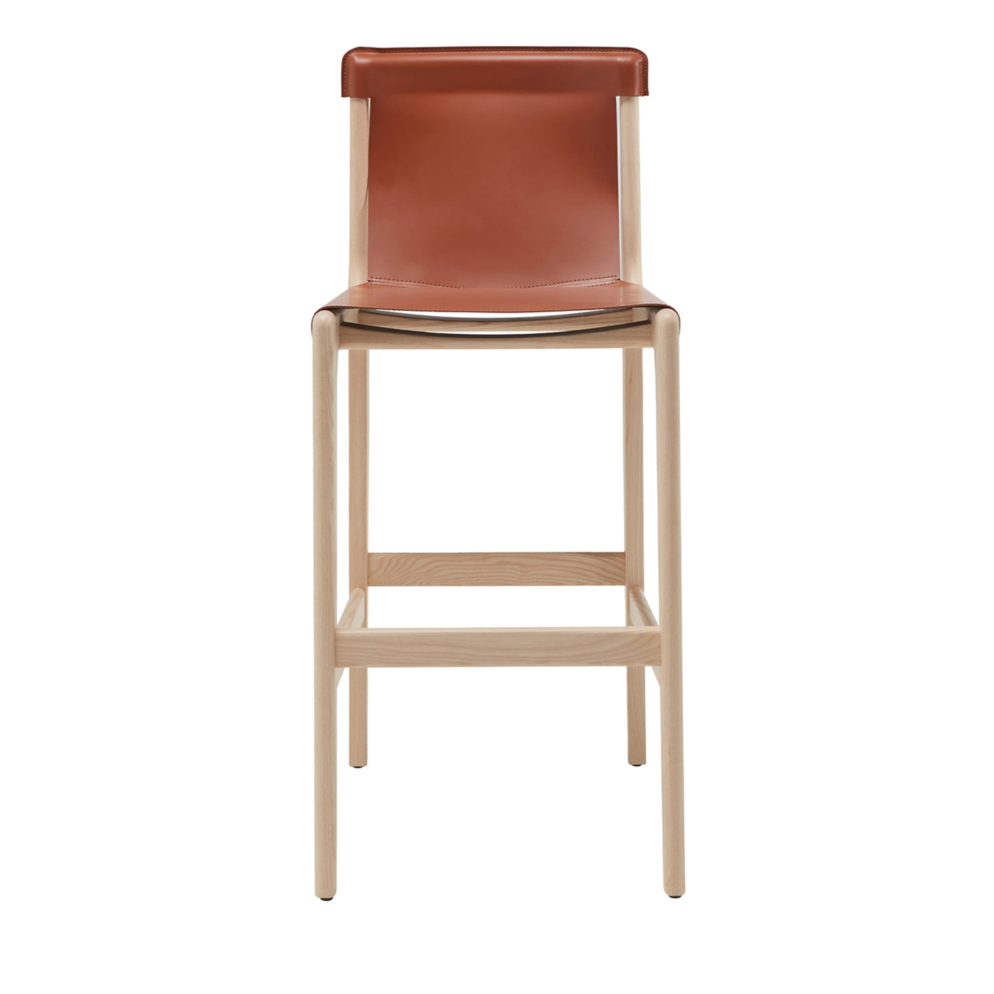 Burano/sg 30 Brown Leather Counter Stool by Balutto Associati - Main view