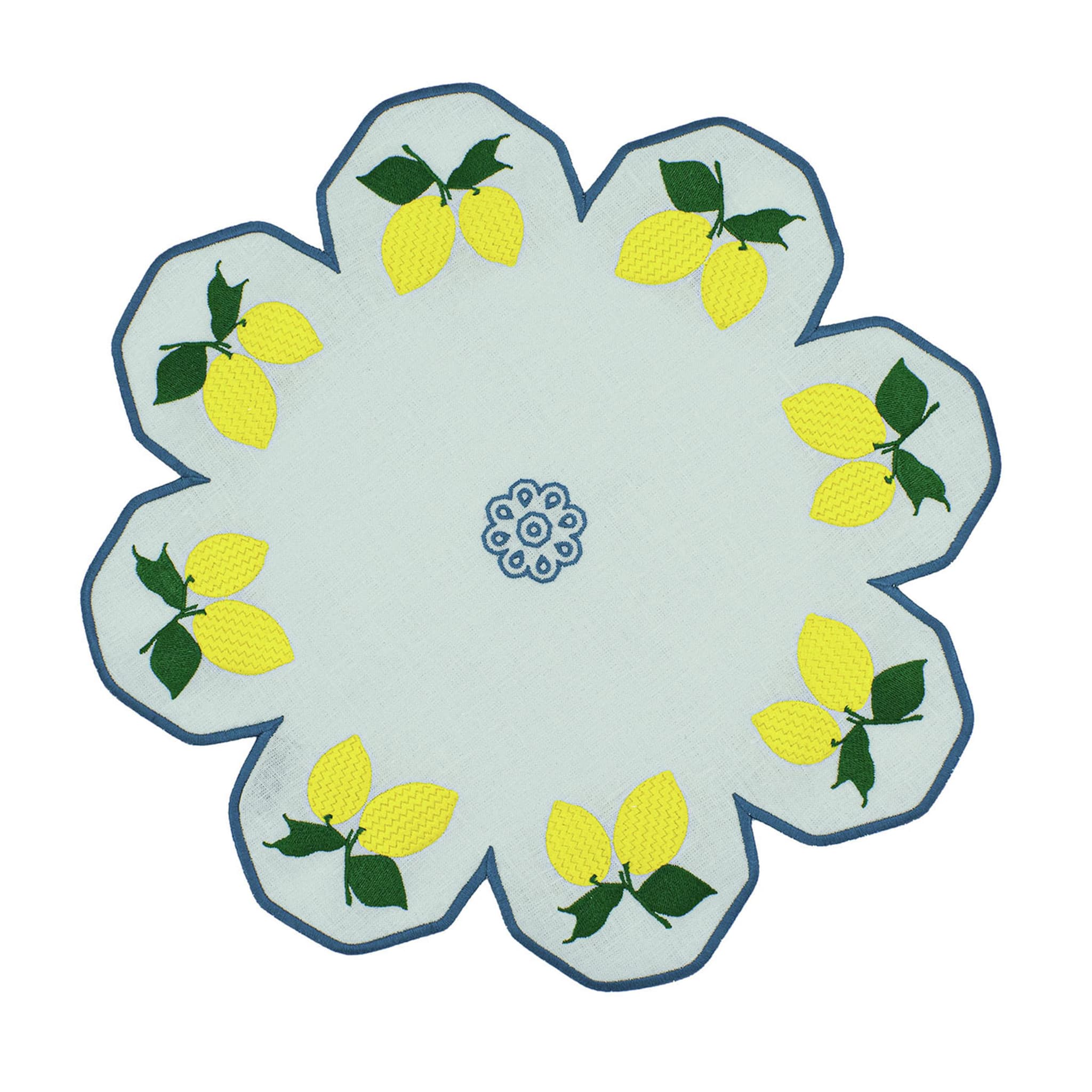 Tovaglietta di servizio Limoni multicolore a forma di fiore blu pallido - Vista principale