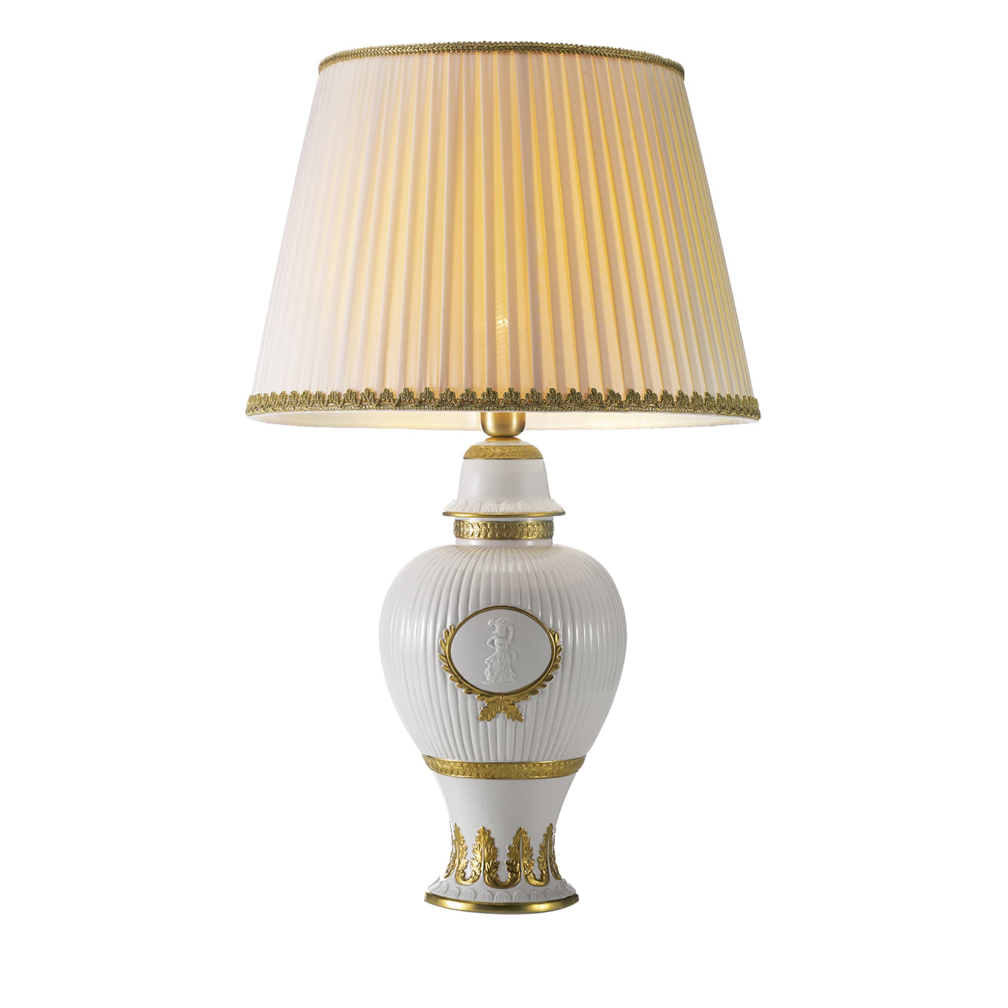 Lámpara de mesa Cameo dorada y blanca - Vista principal