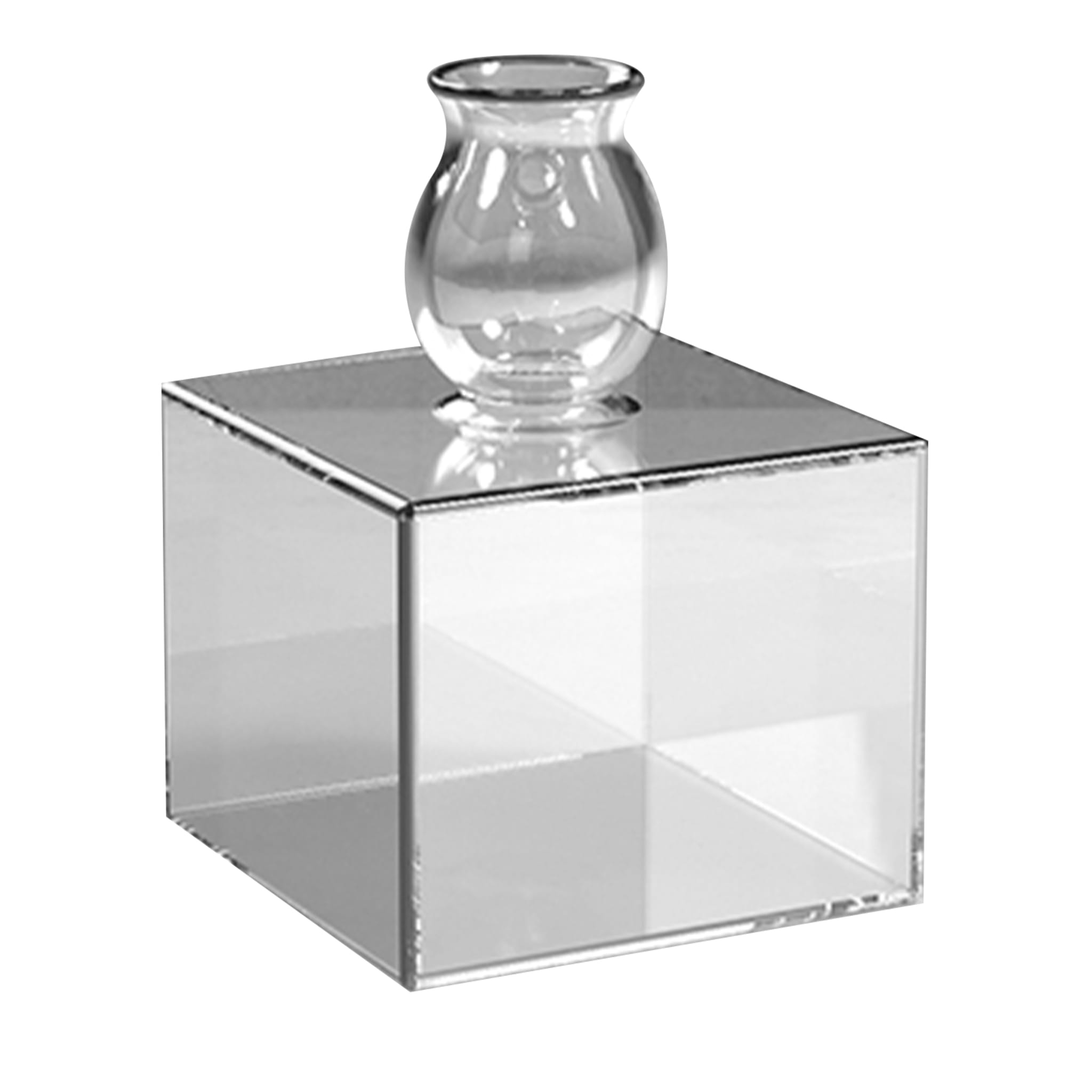 Transparente Vase mit quadratischem Boden von Milo (Quaglio Simonelli) - Hauptansicht