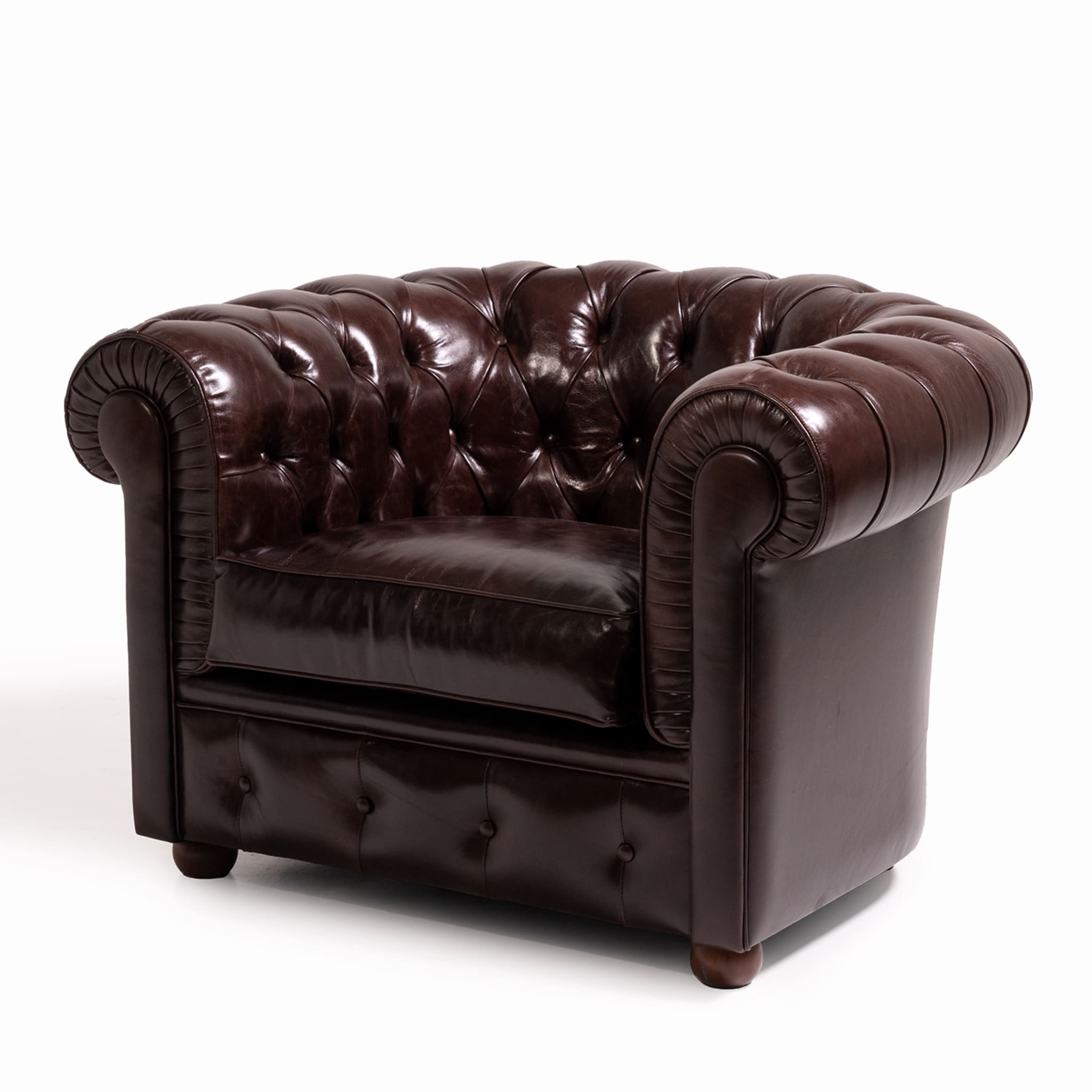 Chesterfield Brown Leather Armchair - Alternative view 1