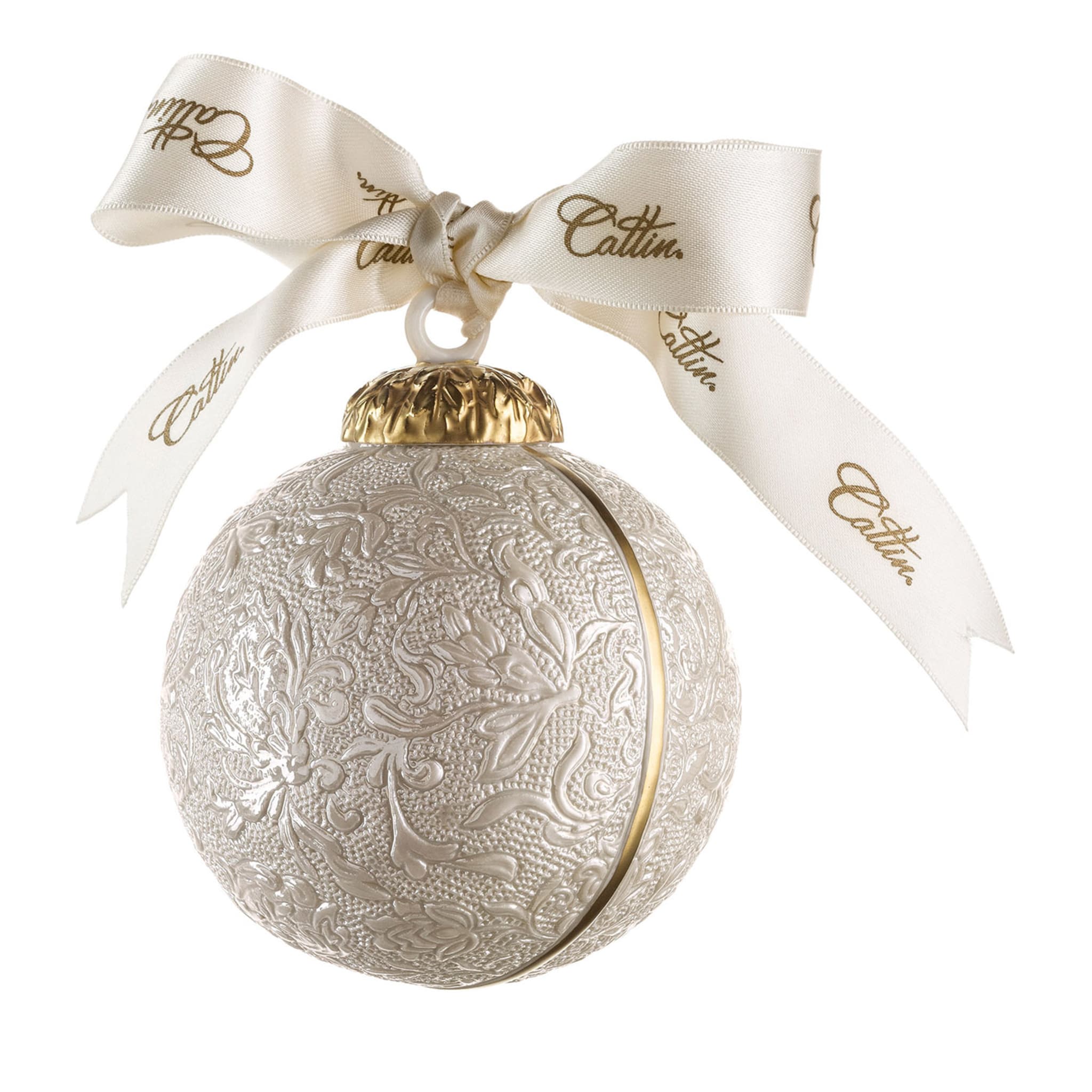 Damask Pearly White Christmas Bauble - Main view