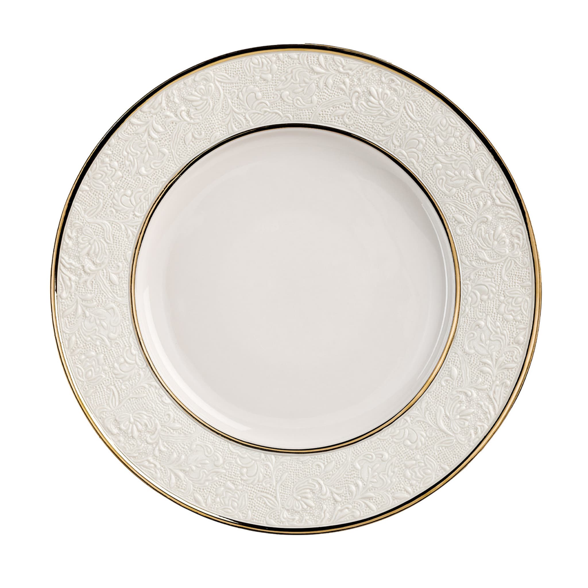 Damasco Set of 2 Small White & Gold Dinner Plates - Main view