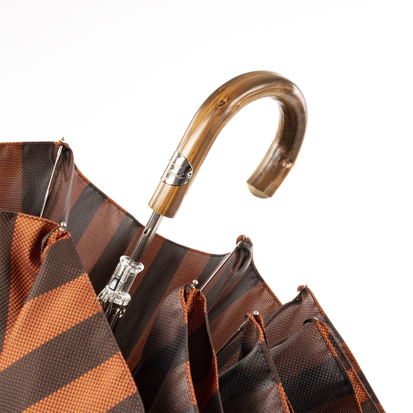 Orange and Brown Stripe Foldable Umbrella - Francesco Maglia Milano