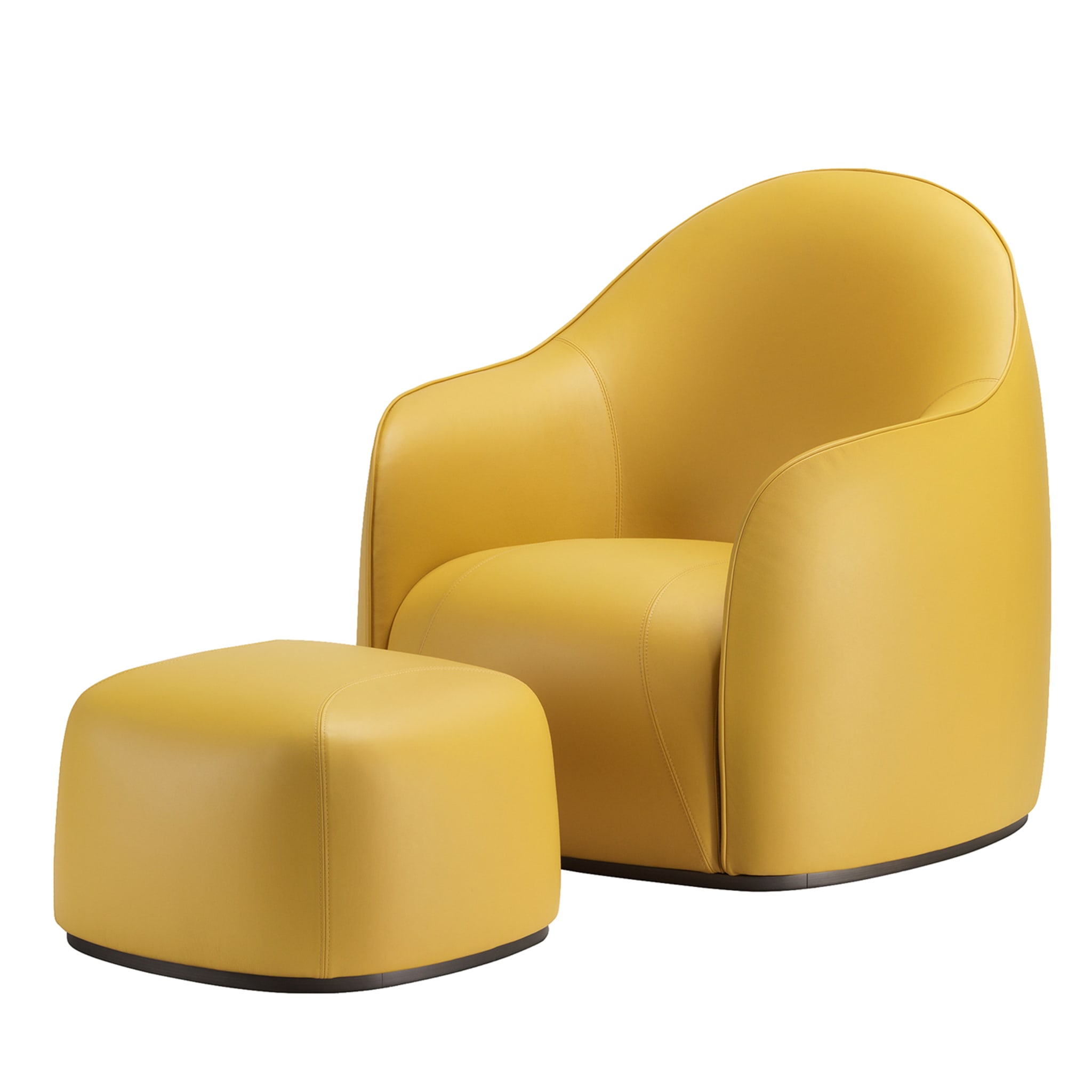 Sweet Set of Mustard Armchair and Pouf by Elisa Giovannoni - Main view