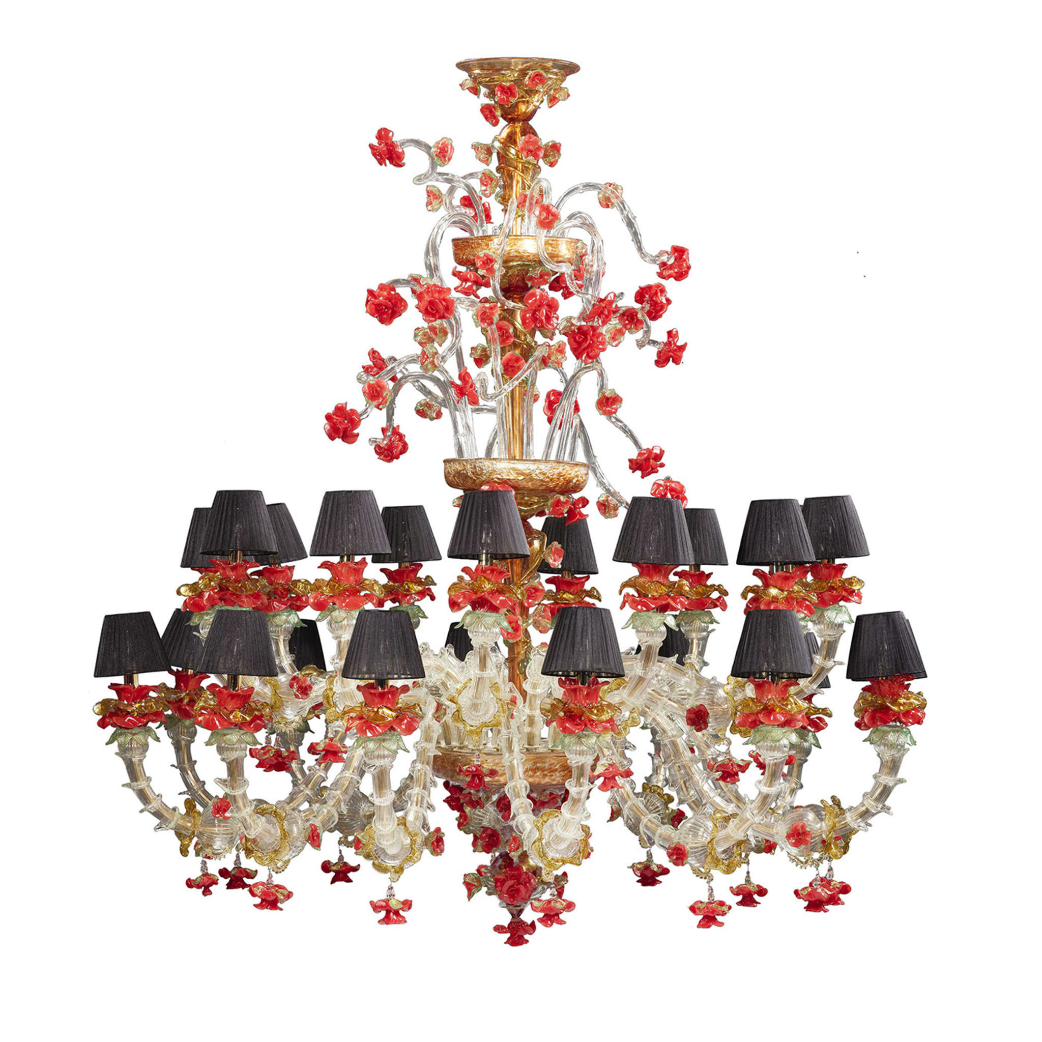 Rezzonico-style Red and Gold Chandelier - Main view