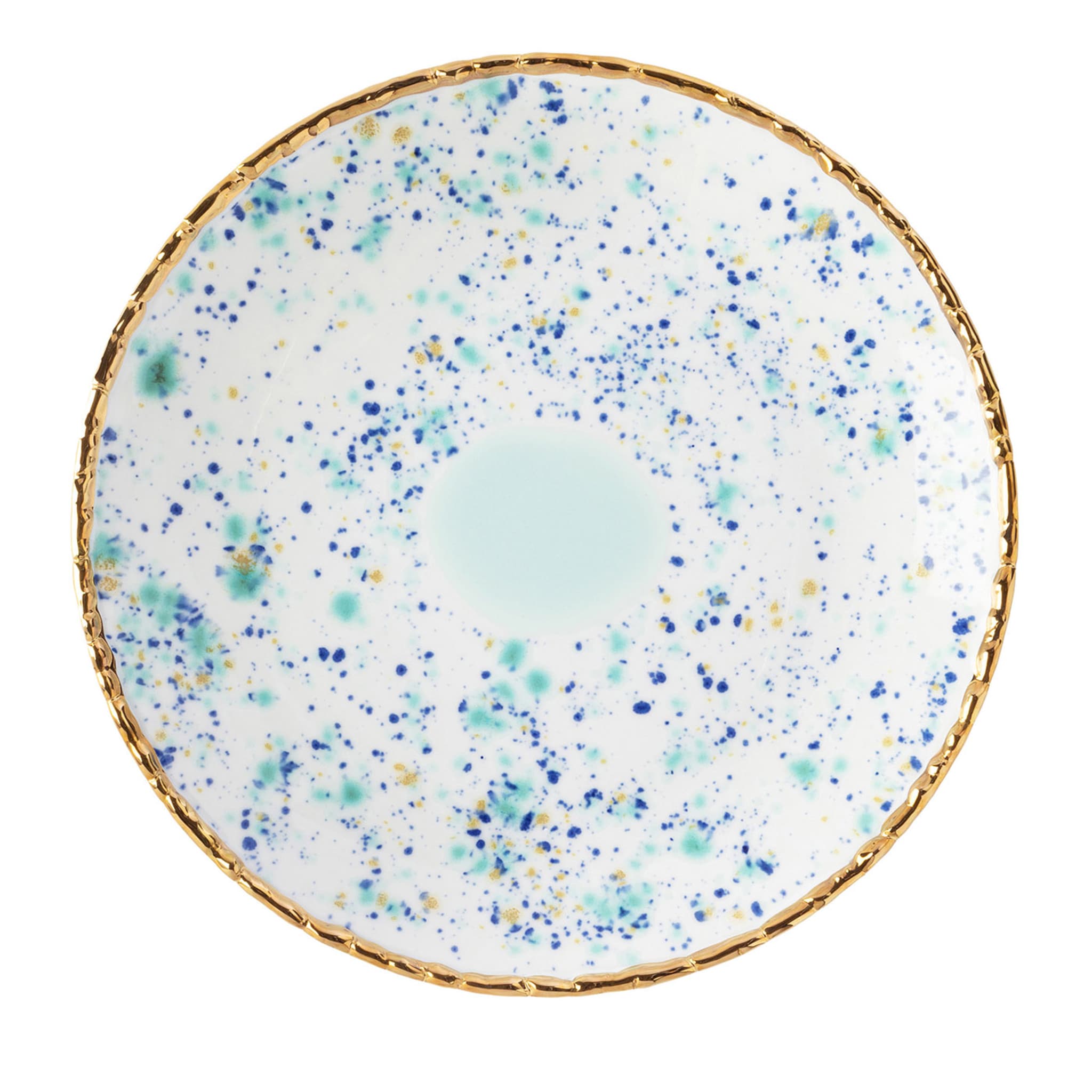 Set de 2 assiettes à dessert en marbre bleu turquoise avec bord craquelé - Vue principale