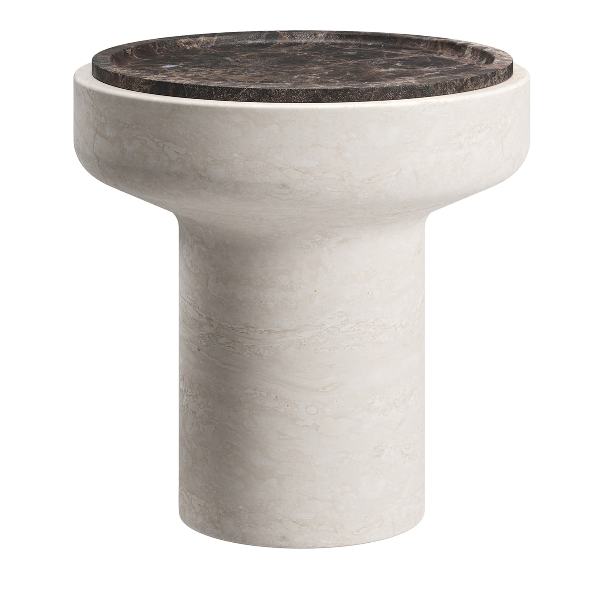 Tivoli Side Table in travertine and marble by Ivan Colominas - Main view