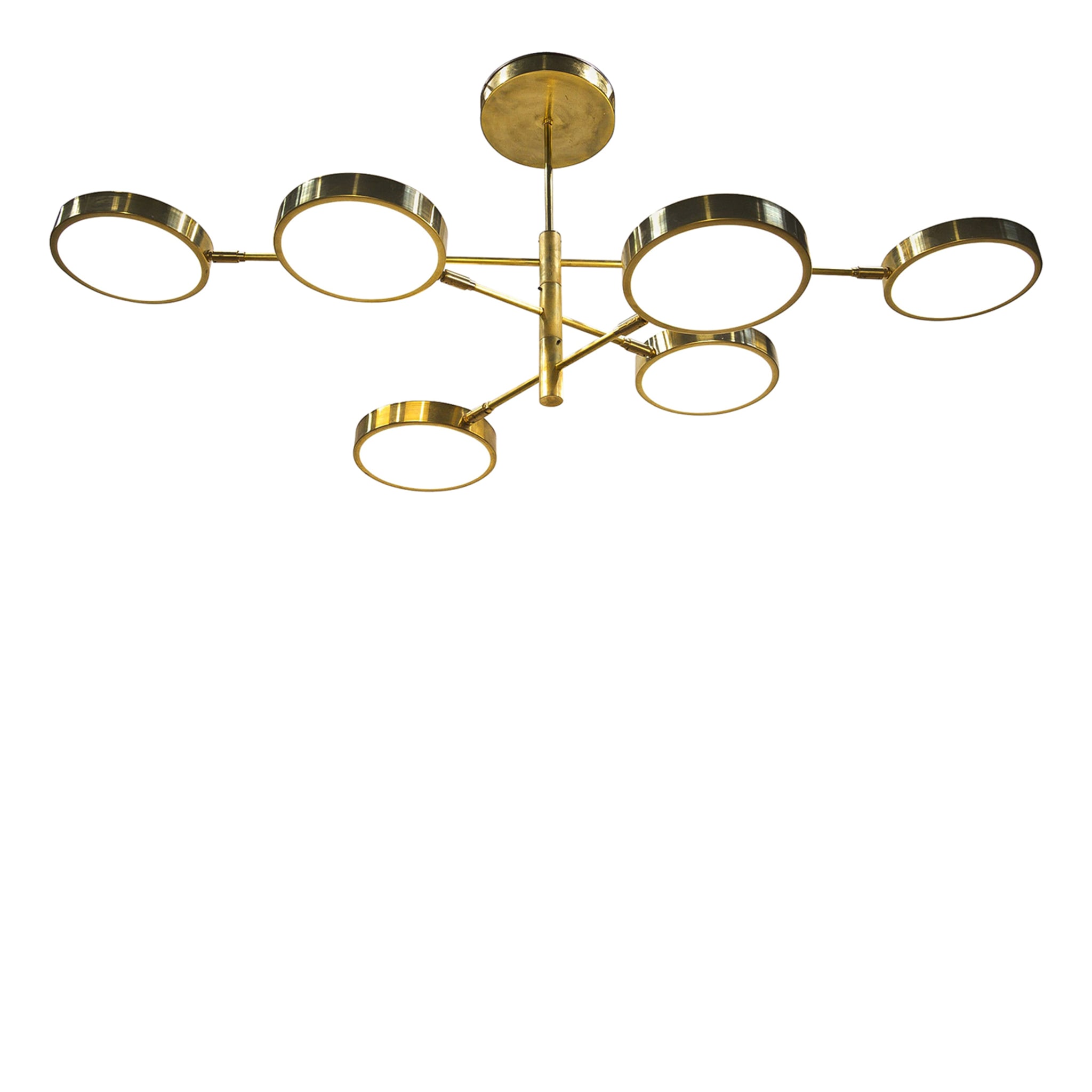 Sistema 6-arms brass and glass Chandelier - Main view