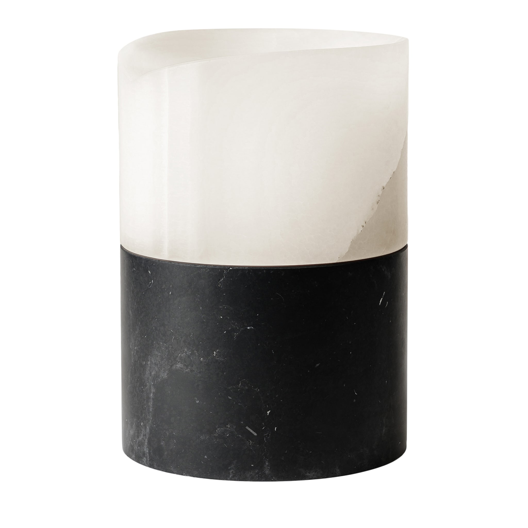 Hier und jetzt Vase aus weißem Onyx und schwarzem Marquina #3 - Hauptansicht