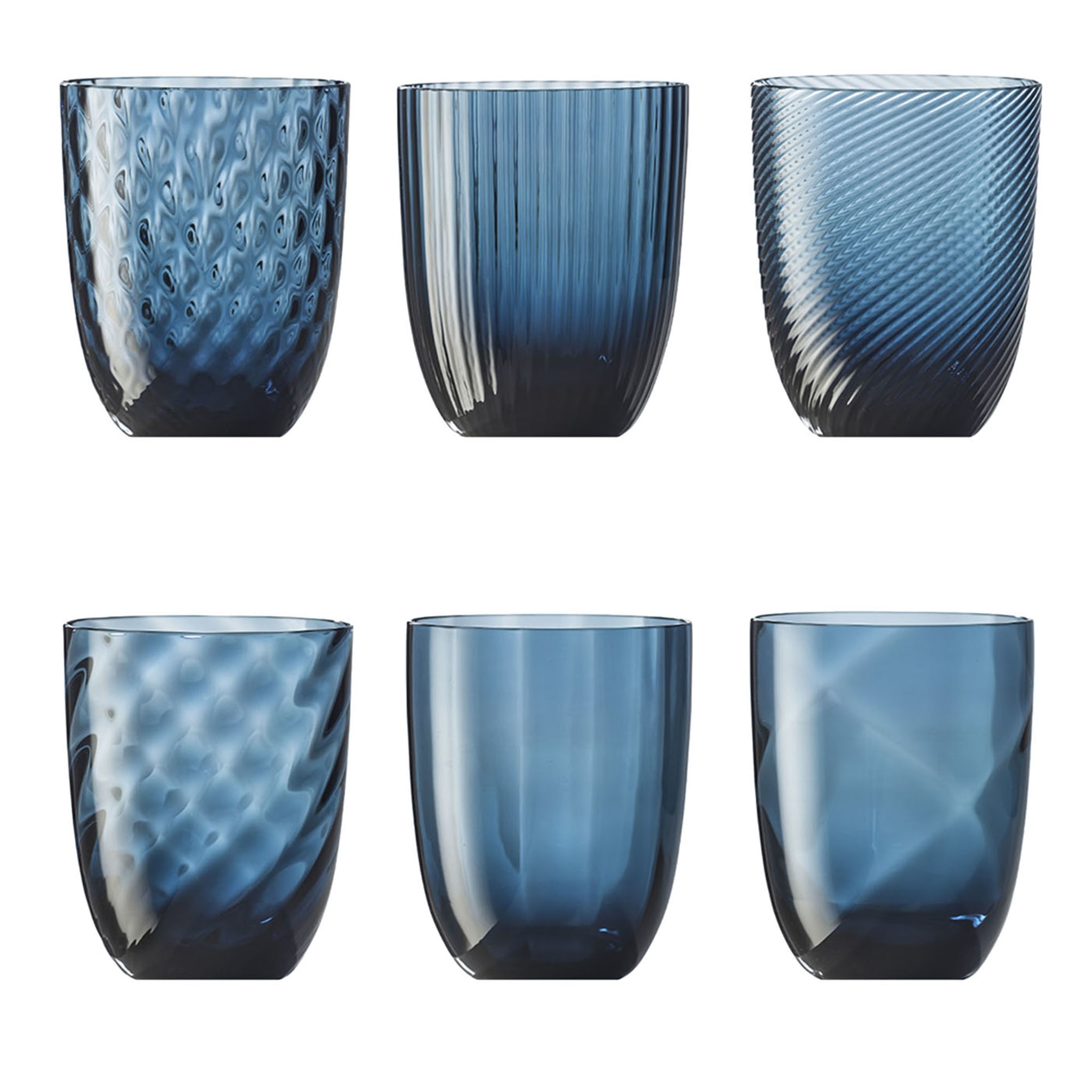 Idra Air-Force Blue Set of 6 Assorted Water Glasses - Main view