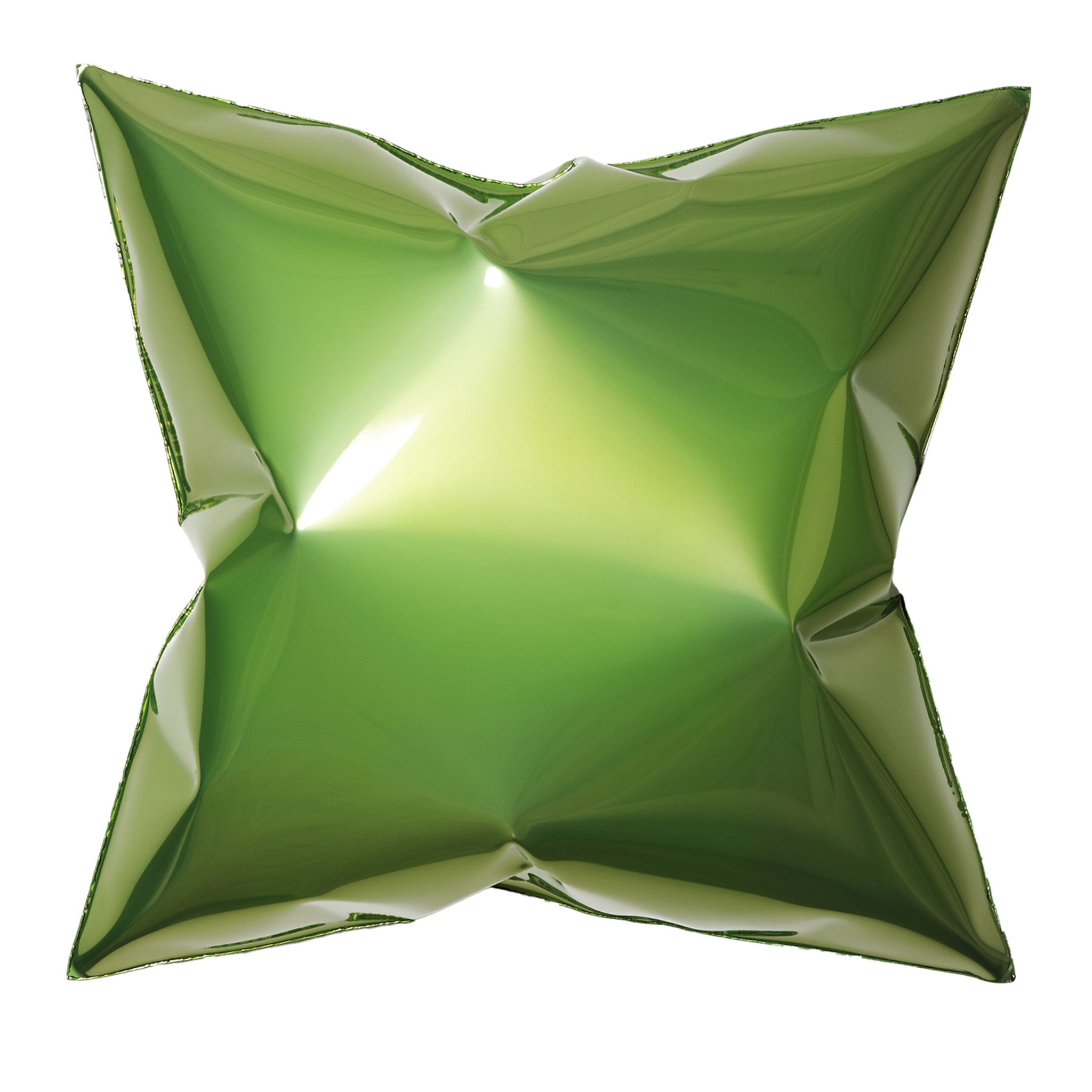 Quadratische grüne Wandskulptur in Form eines Kissens - Hauptansicht