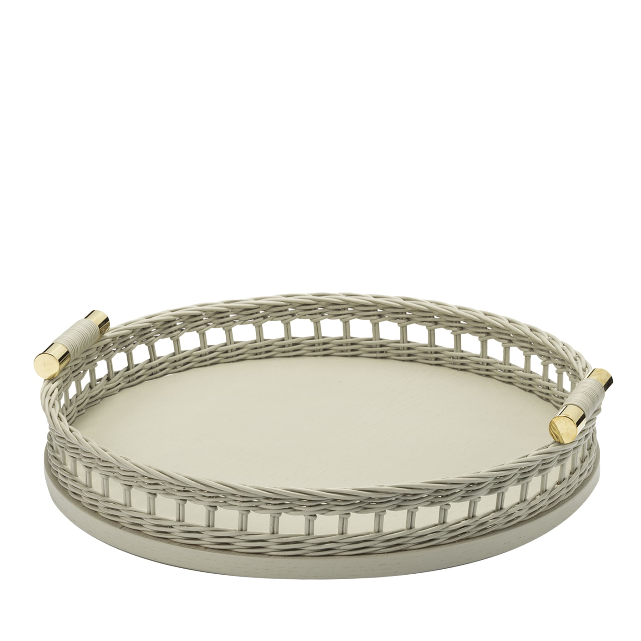 Suzette Round Tray With Polished Brass Handles - Main view