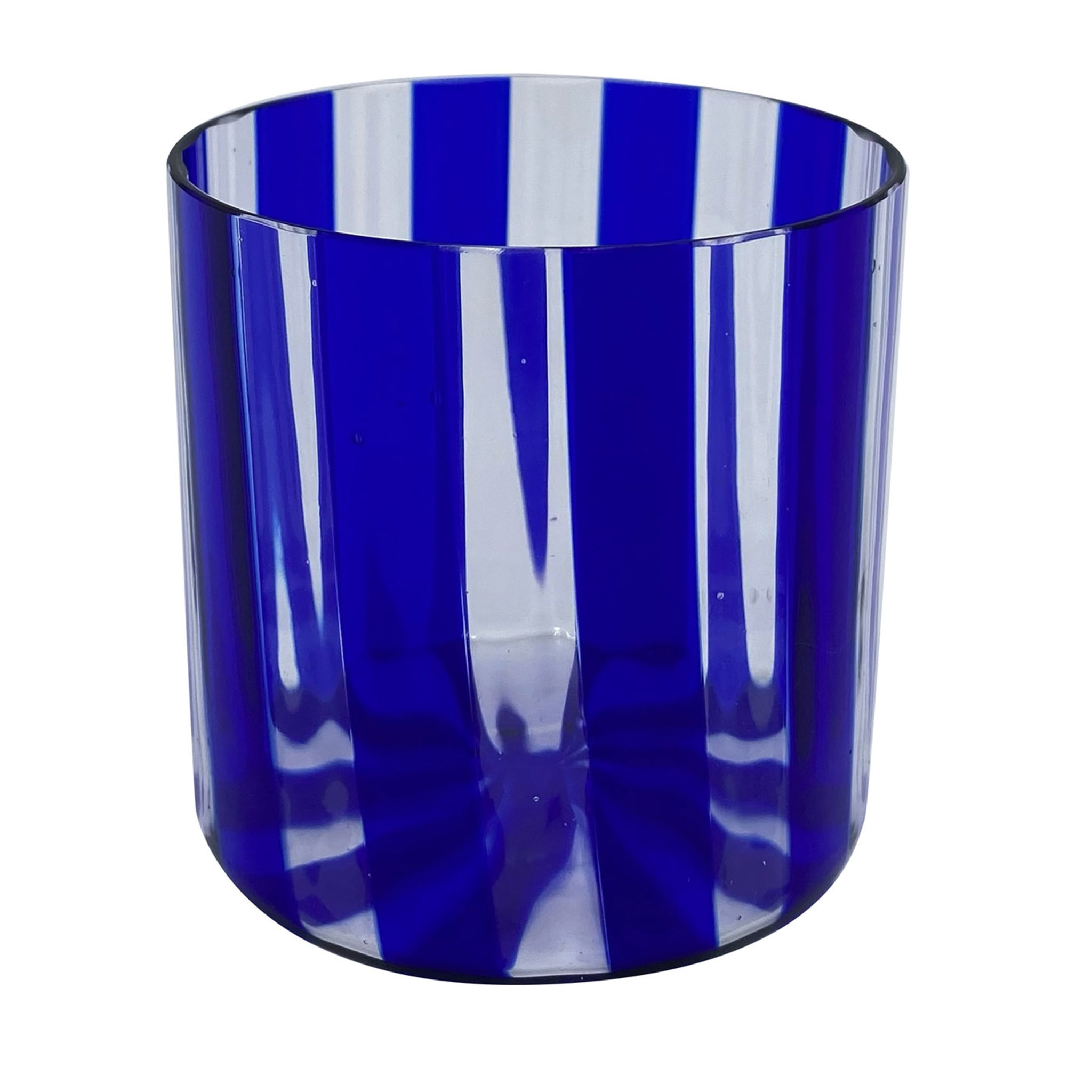 Set of 2 Small Ribbed Blue Water Glasses - Vista principale
