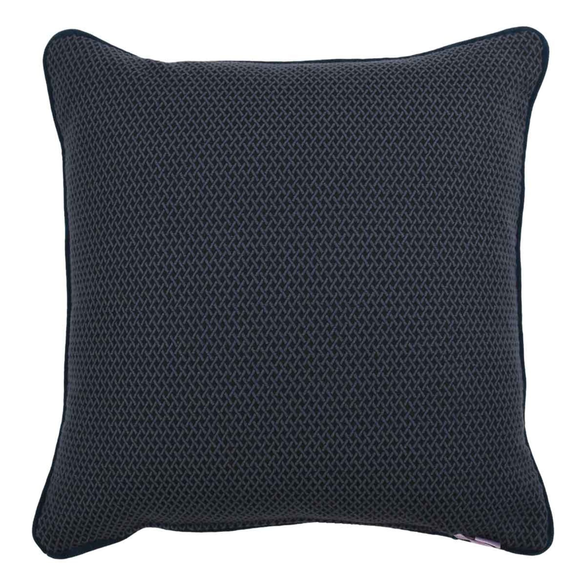 Blue Carrè Cushion in geometric jacquard fabric - Alternative view 1