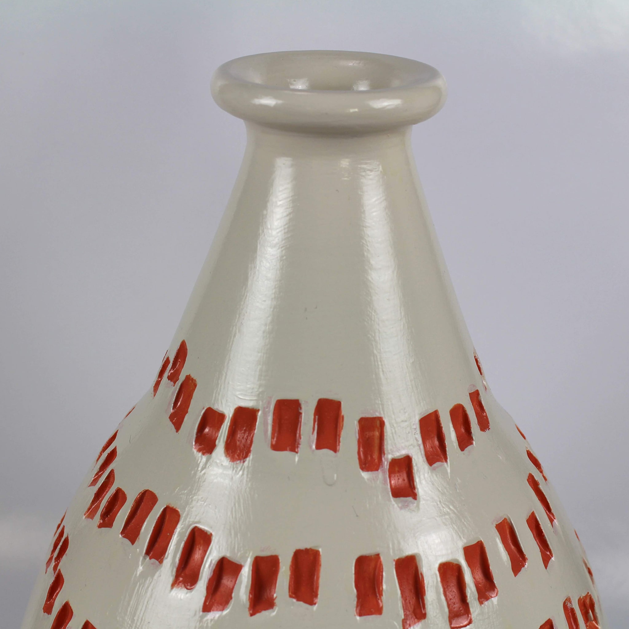 Drop-Shaped Beige & Red Vase 17 by Mascia Meccani - Alternative view 3