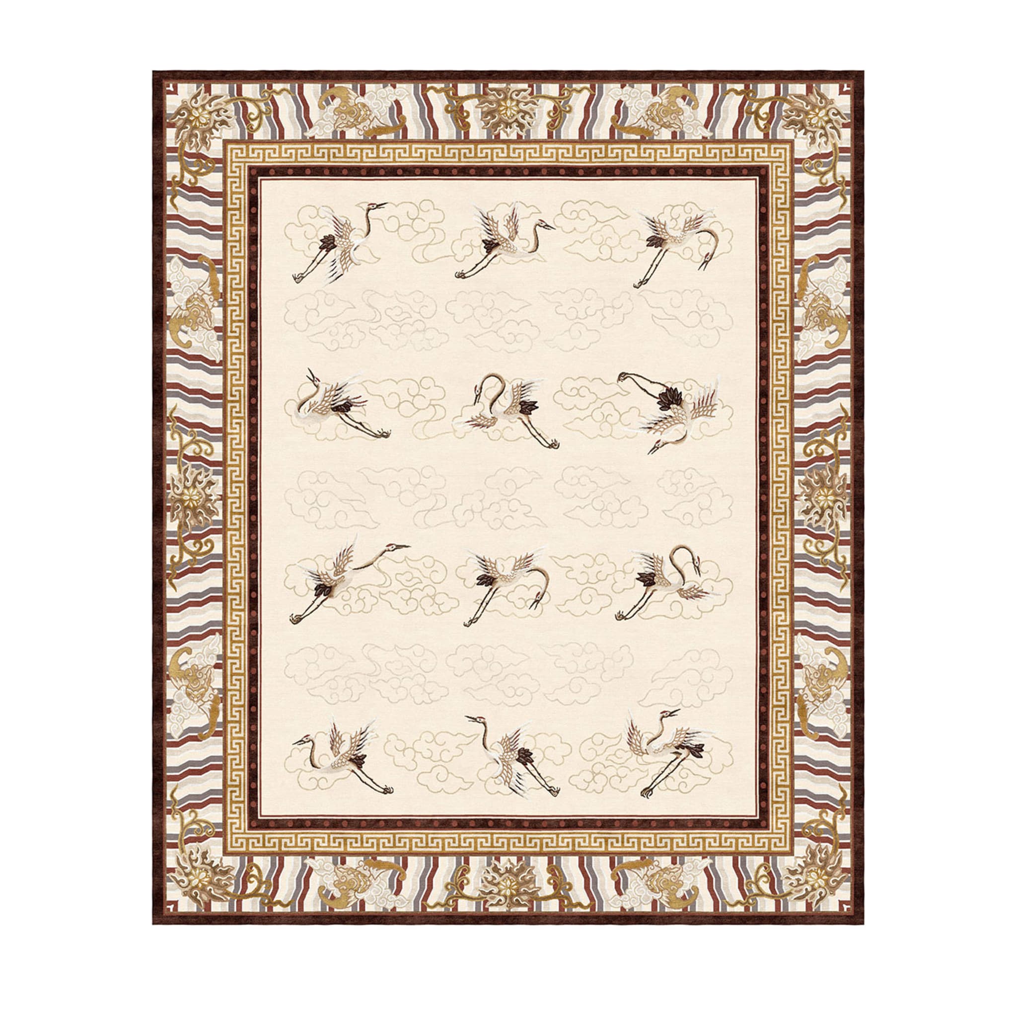Chinoiserie Collection Manchurian Cranes Eggshell Rug - Main view