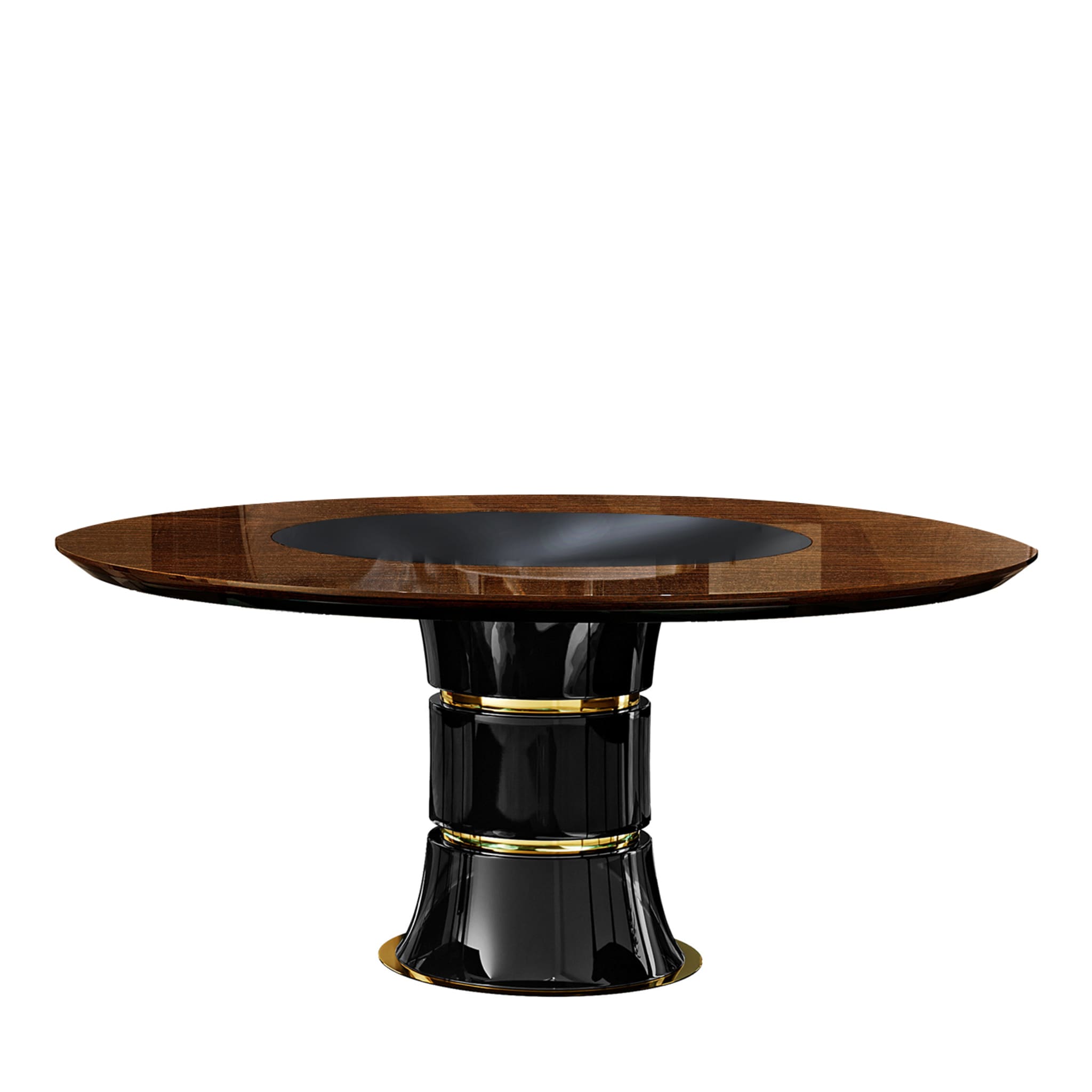 Victor Round Brown Dining Table with Lazy Susan  - Main view