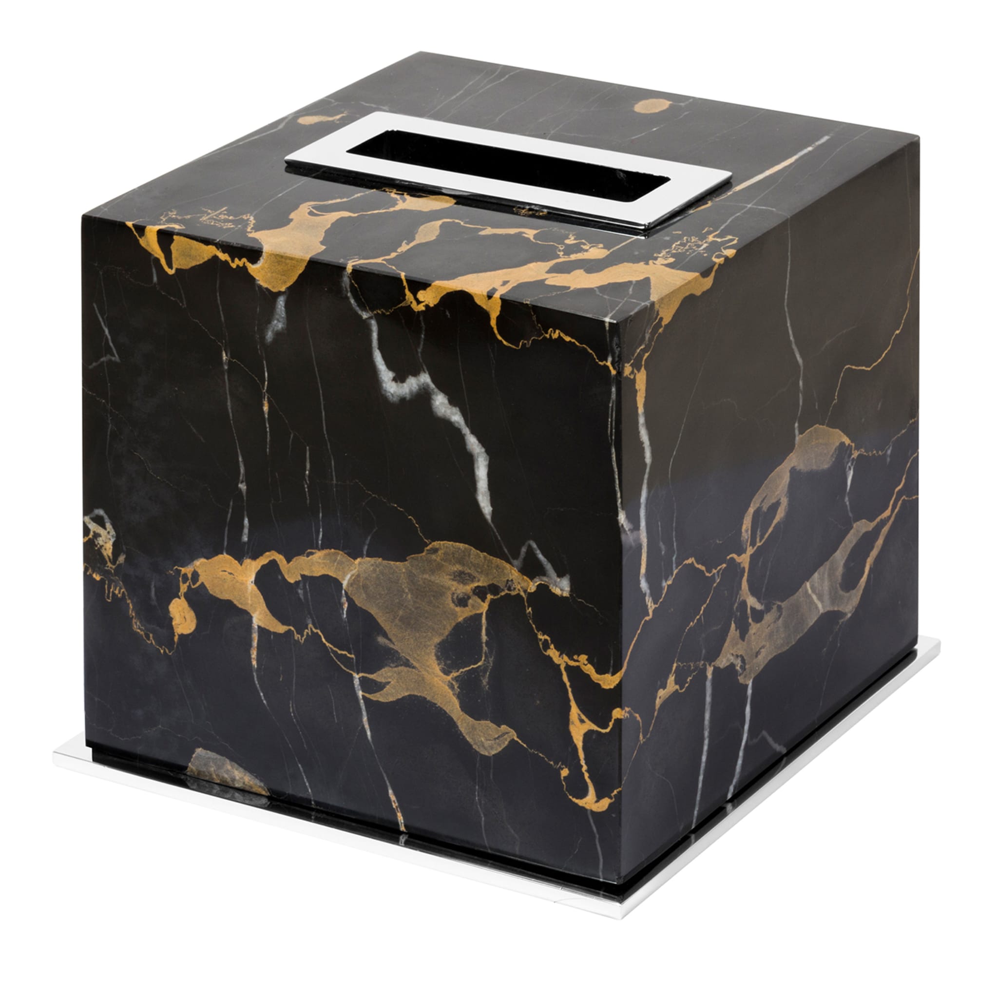 Positano black portoro marble tissue holder - Main view