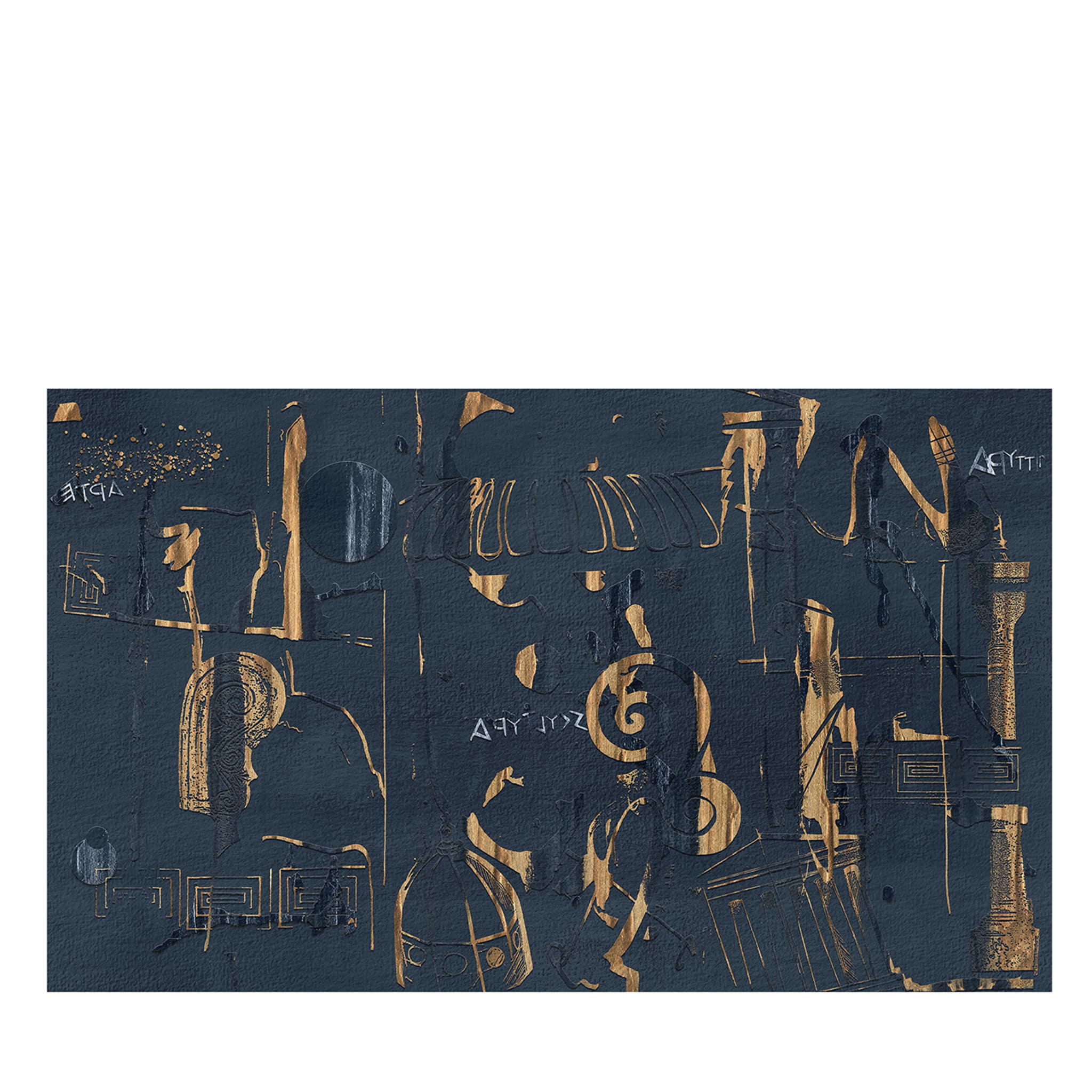 Carta da parati testurizzata con decorazione greca blu  - Vista principale