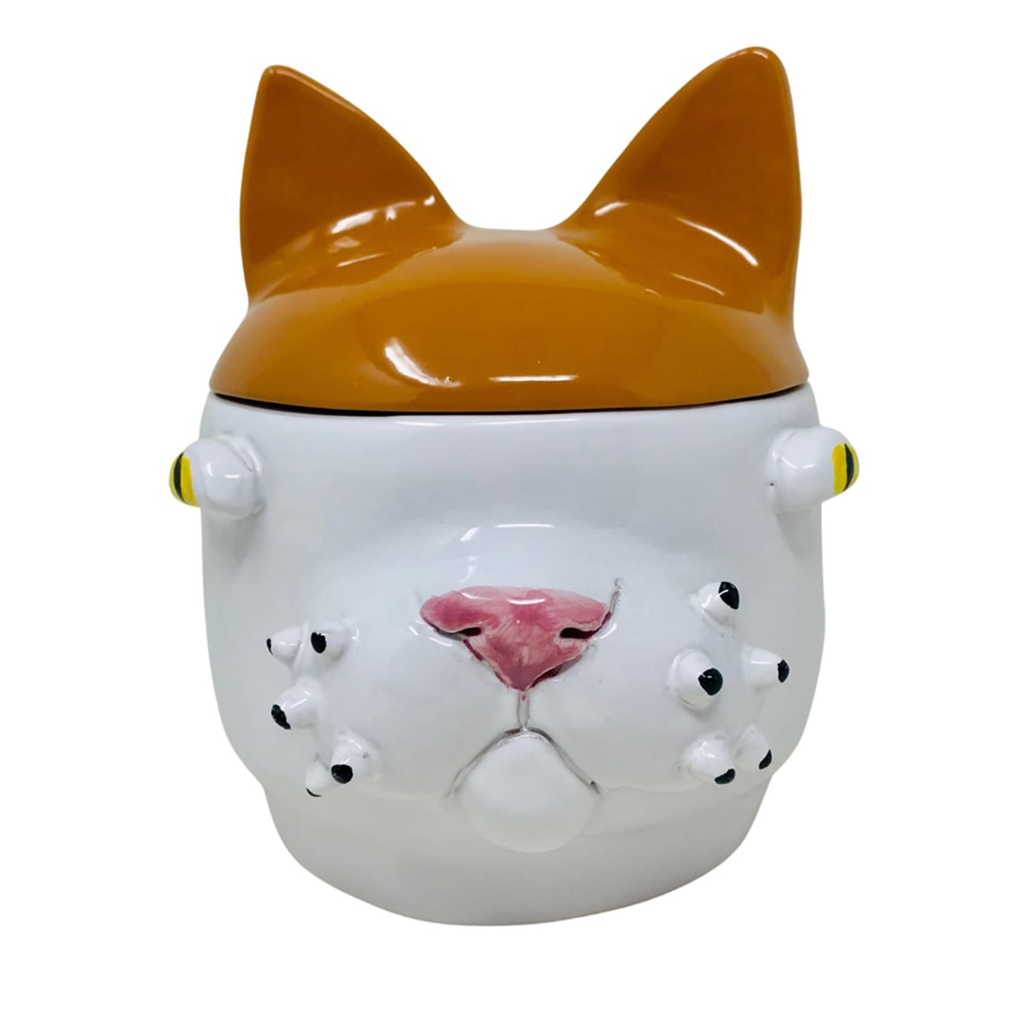 Small Orange and White Cat Container with Lid - Main view