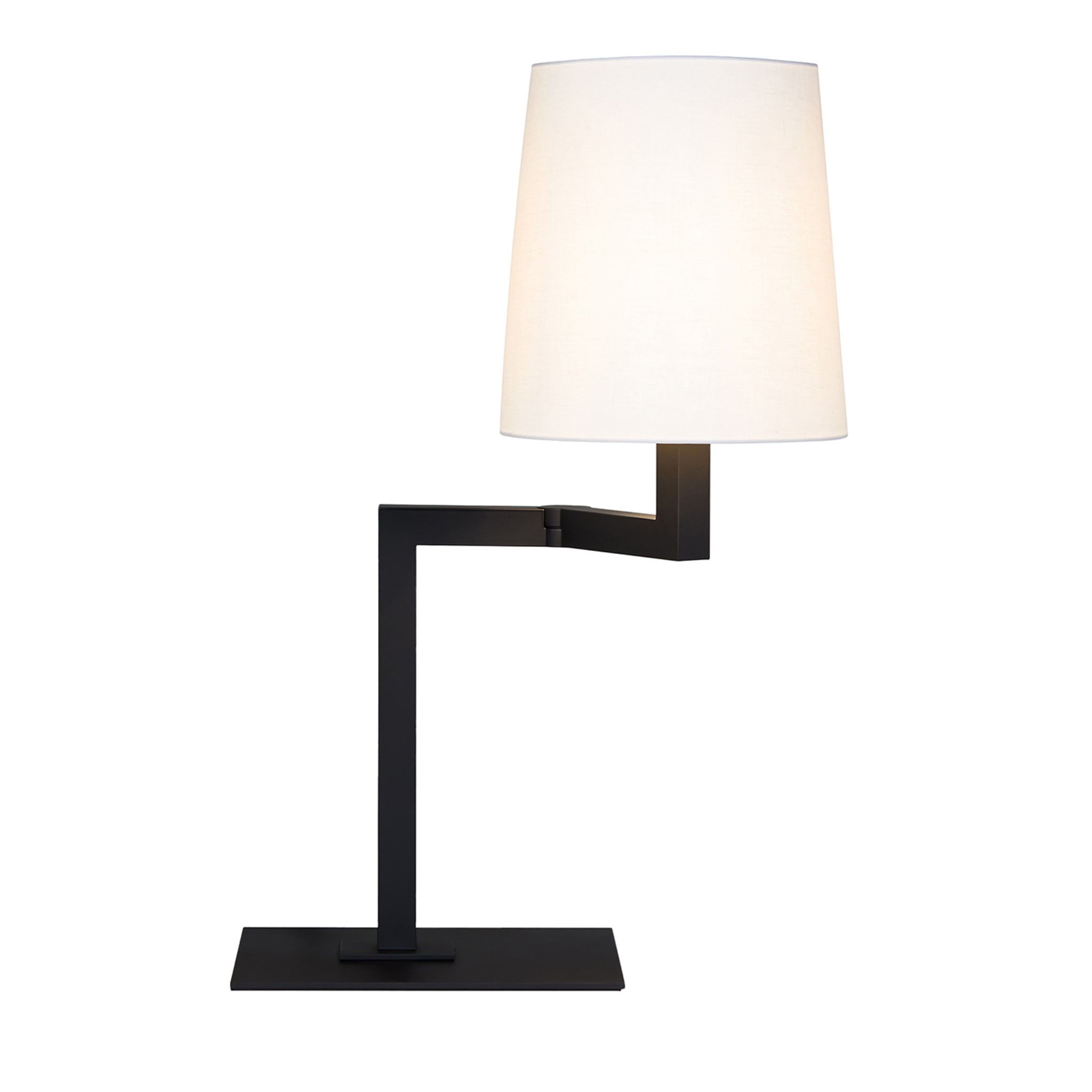Lámpara de mesa negra Tonda con pantalla blanca de algodón - Vista principal