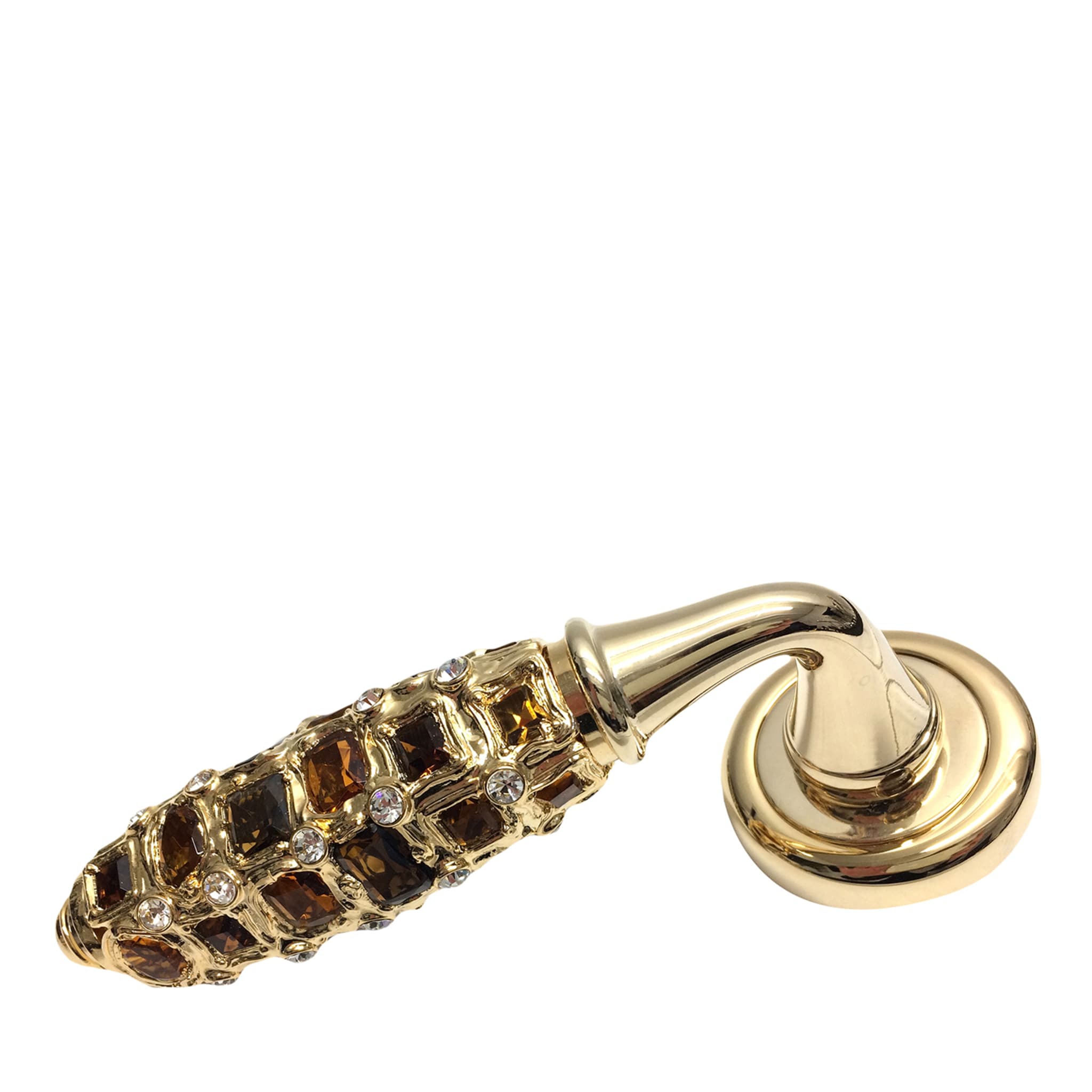 Tapered Golden Lever On Rose Handle with Amber Gemstones - Main view