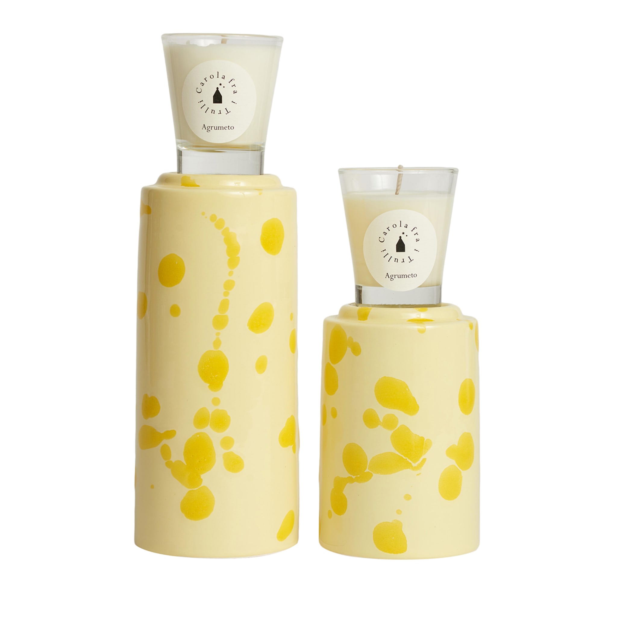 Totem crème et jaune avec bougie parfumée Agrumeto  - Vue principale