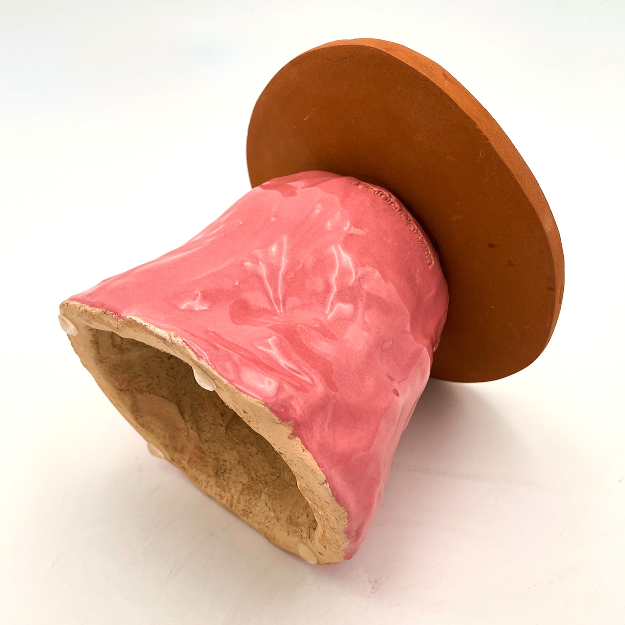 Alzata per torta Fungo Rock rosa e bianca lucida - Vista alternativa 3