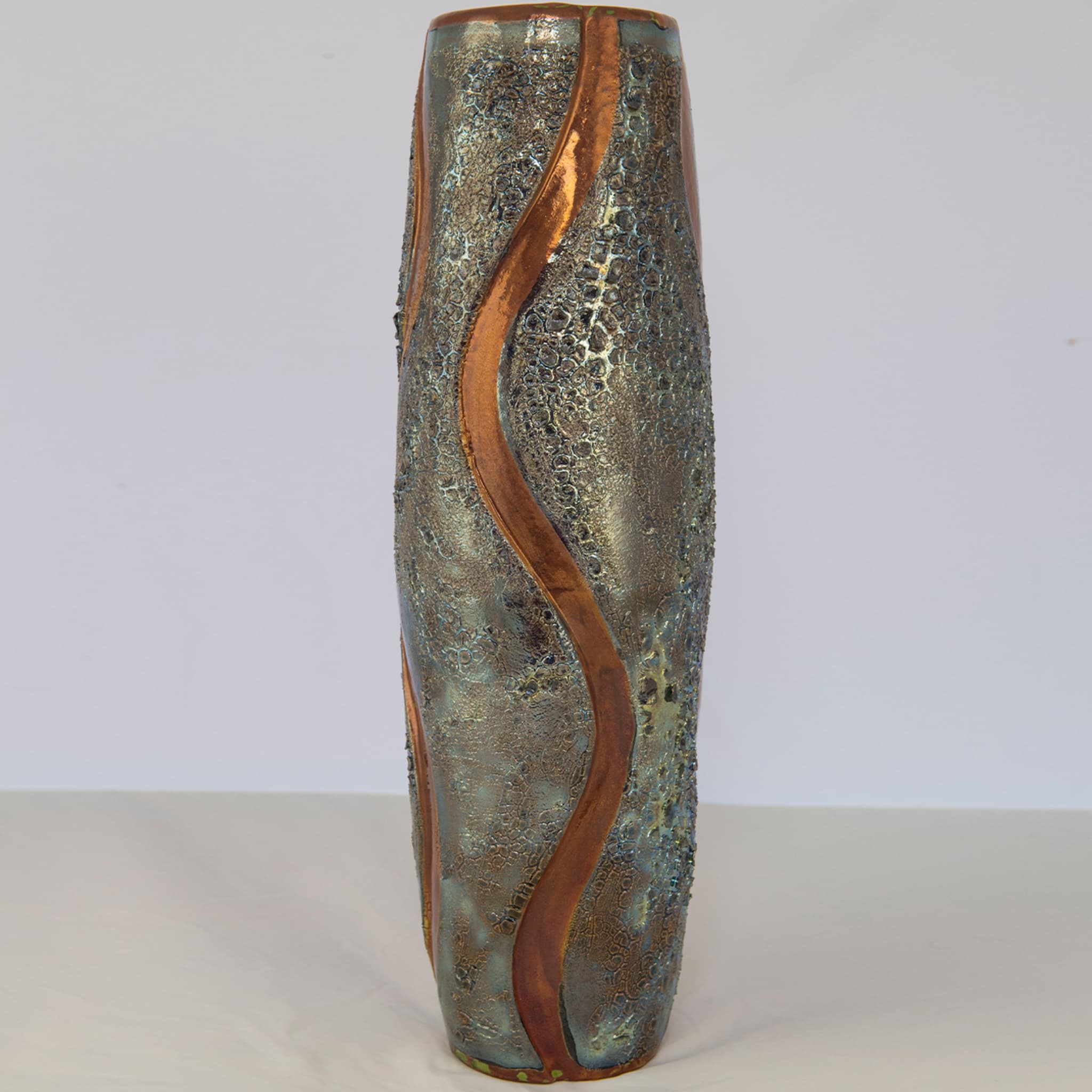 Copper and Silver Lustre with Crust Vase - Alternative view 1