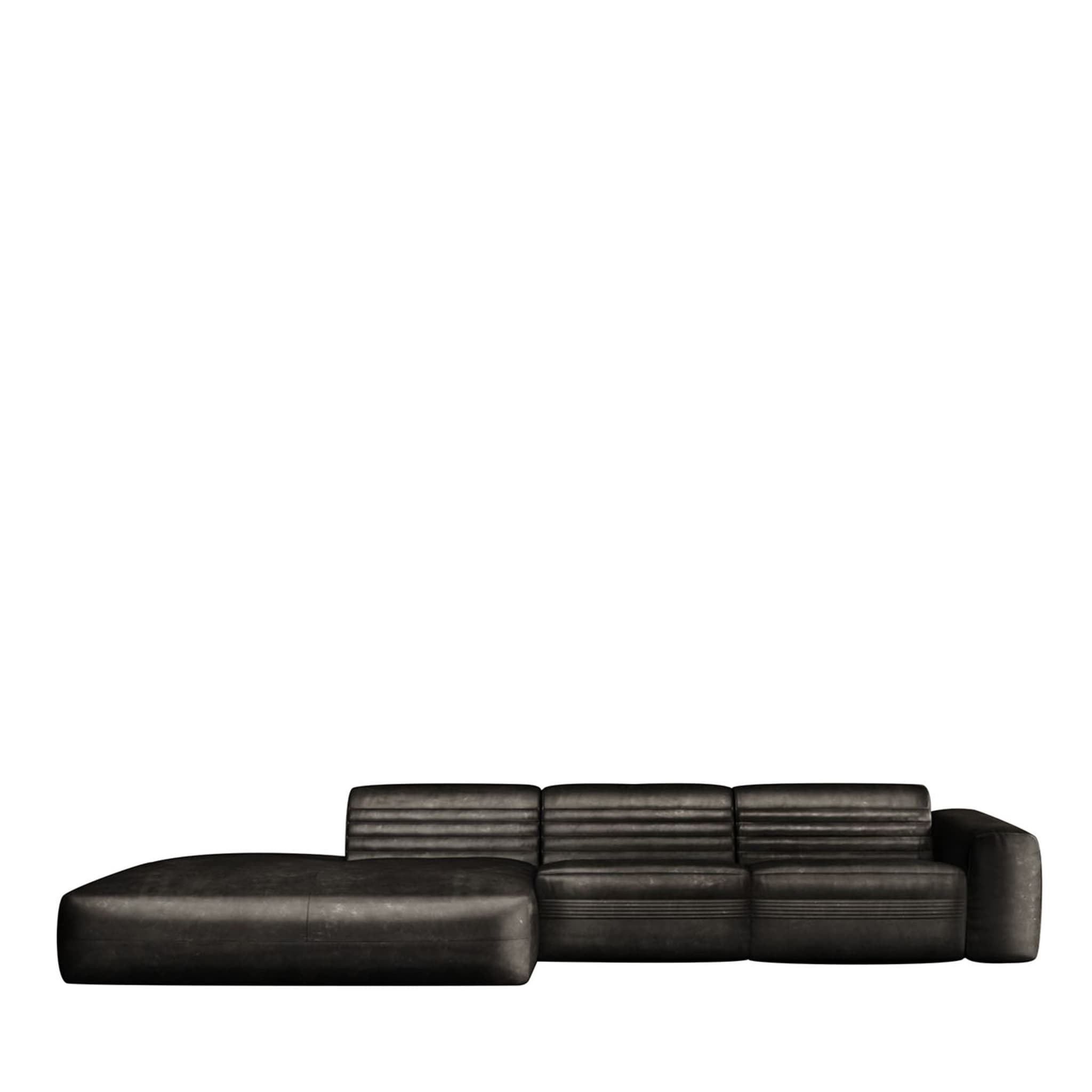 Vicious Modular Leather Black Sofa - Main view