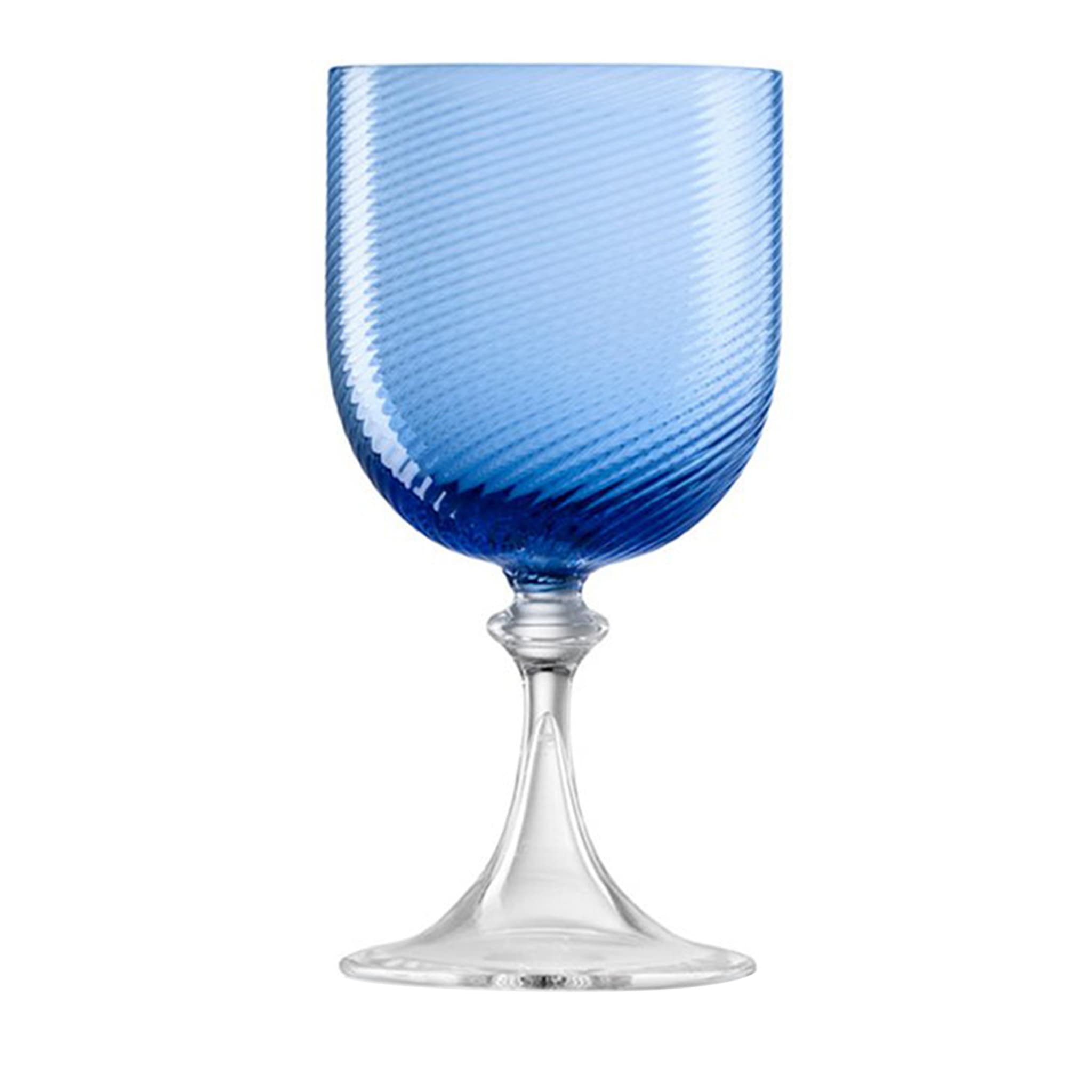 SET OF 6 BLUE MURANO WINE GLASSES - Main view