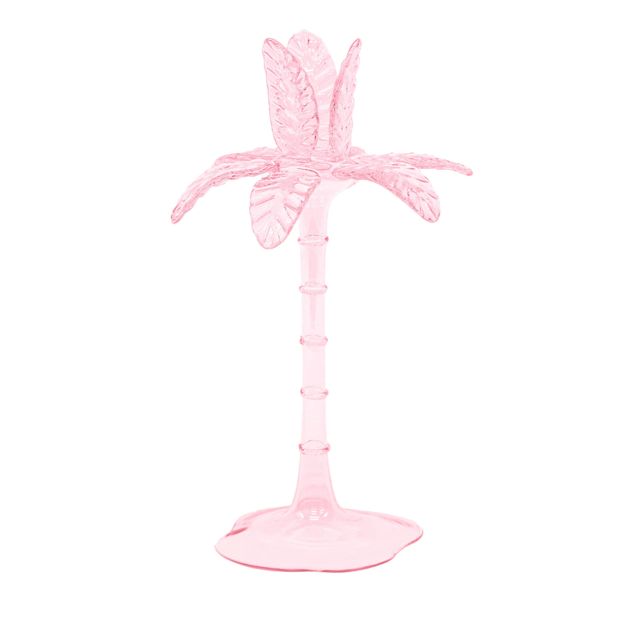 Las Palmas Large Pink Blown Glass Candle Holder - Main view