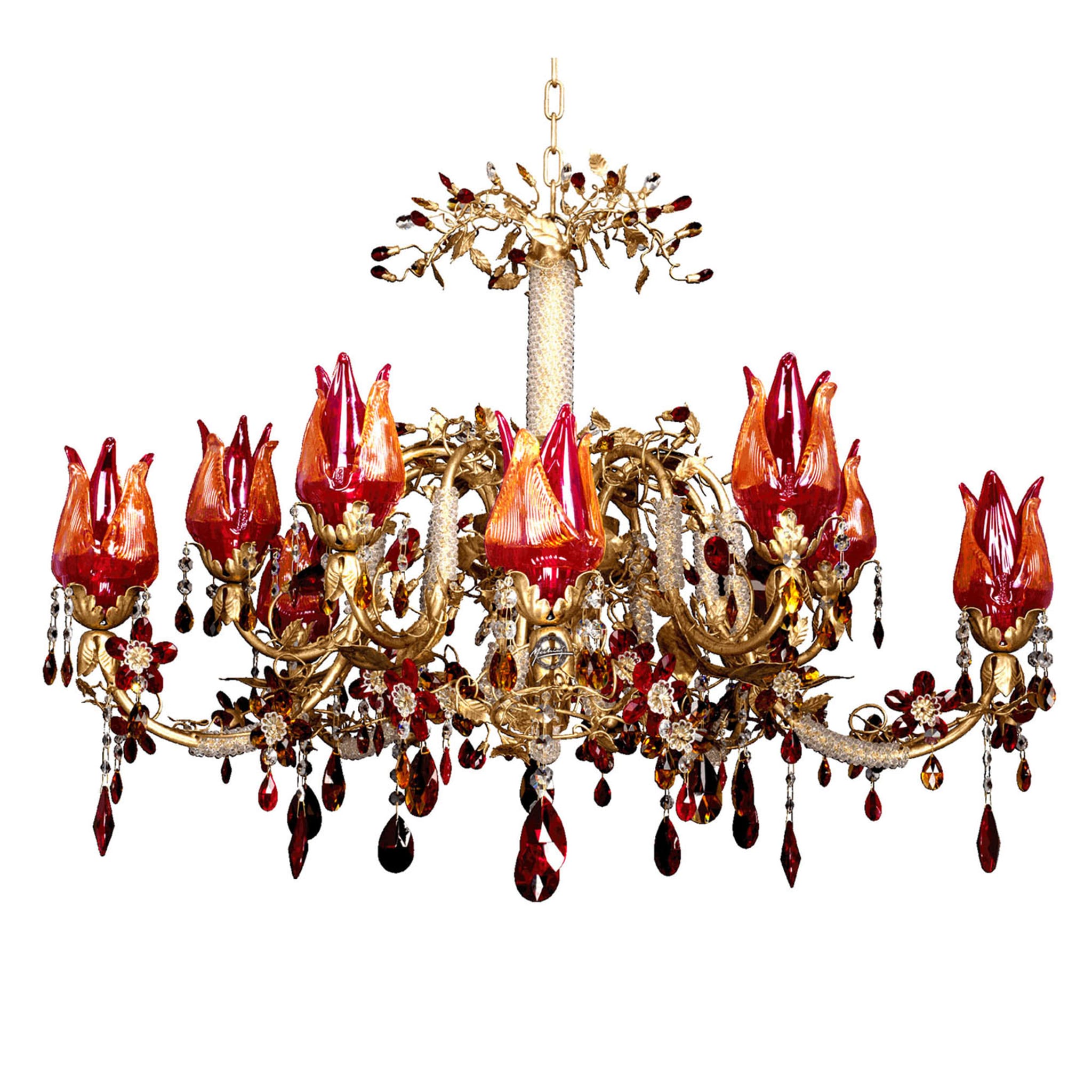 268 10-Light Floral Polychrome Chandelier - Main view