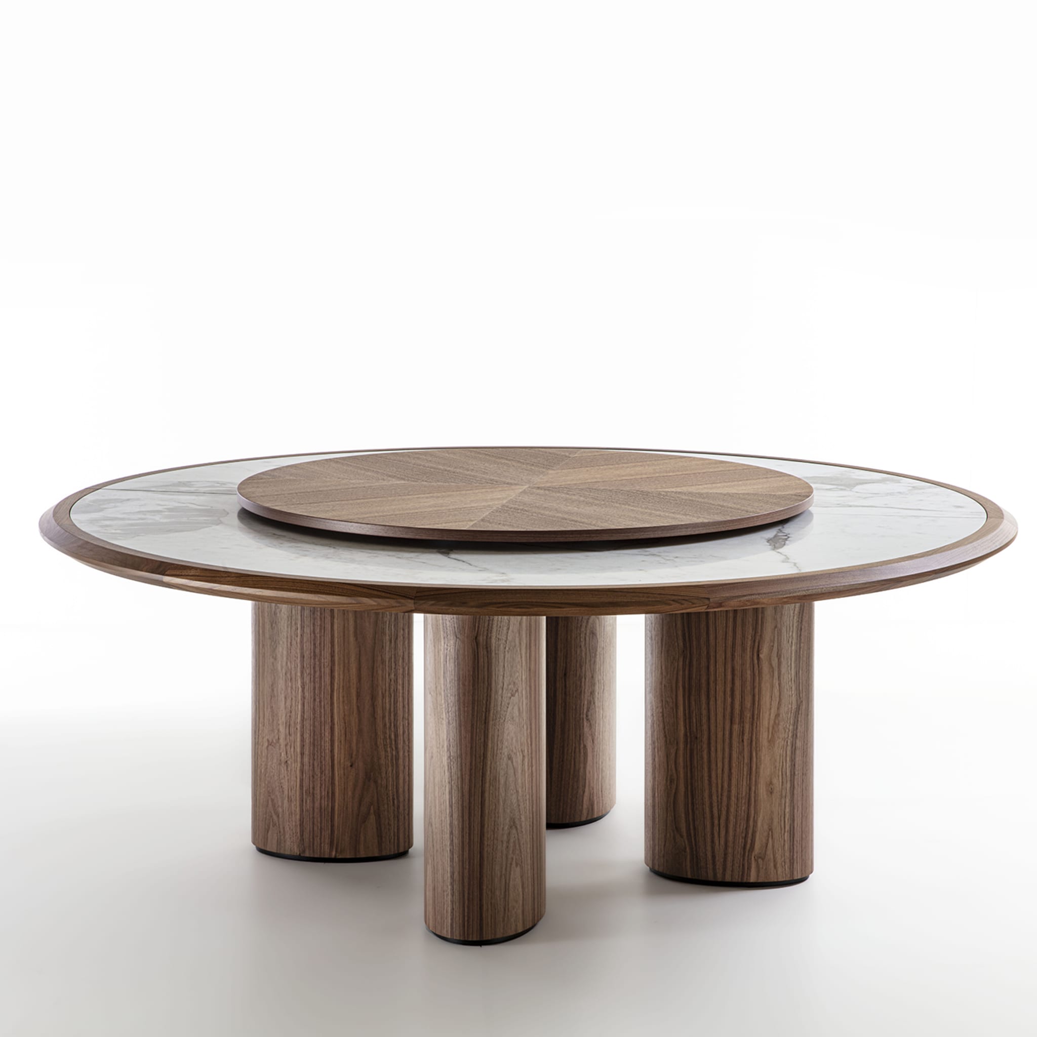 Diamante Round Canaletto & Carrara Marble Table with Lazy Susan - Alternative view 2