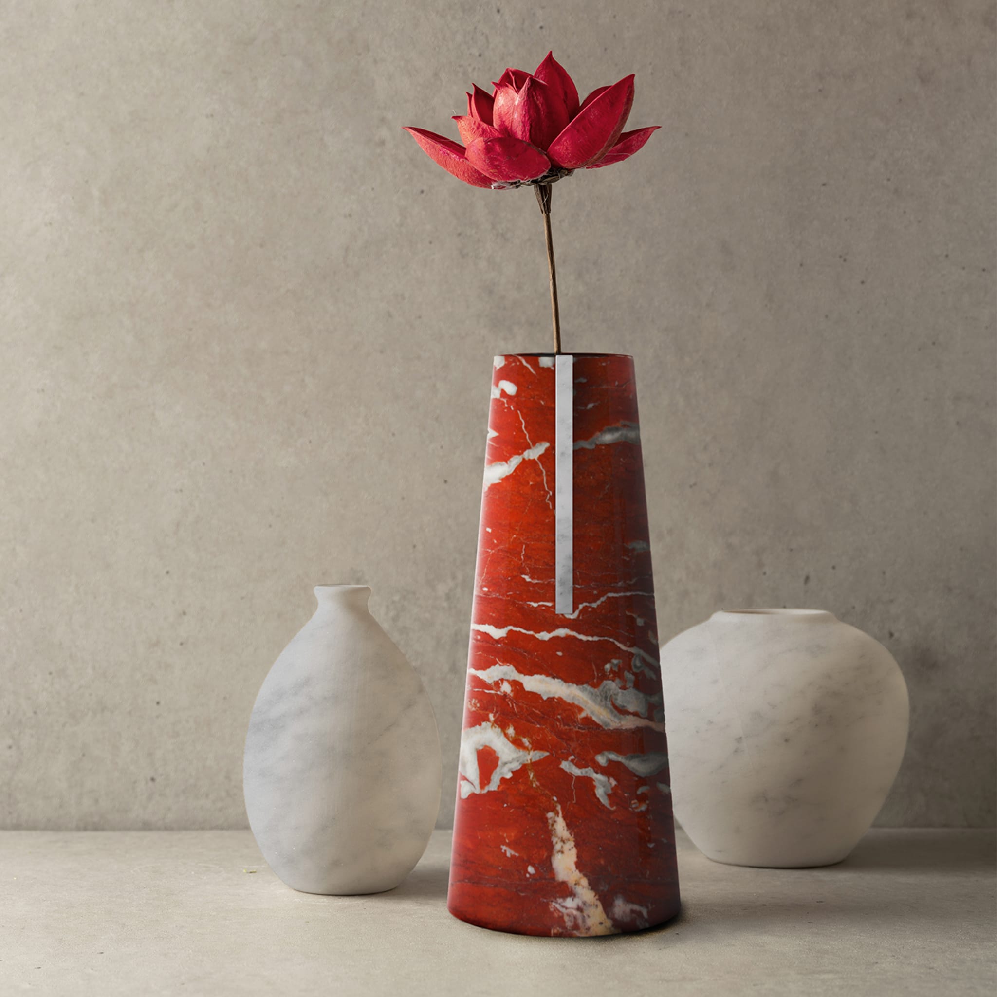 Vase Elara Rosso Francia &amp; White Carrara - Vue alternative 4
