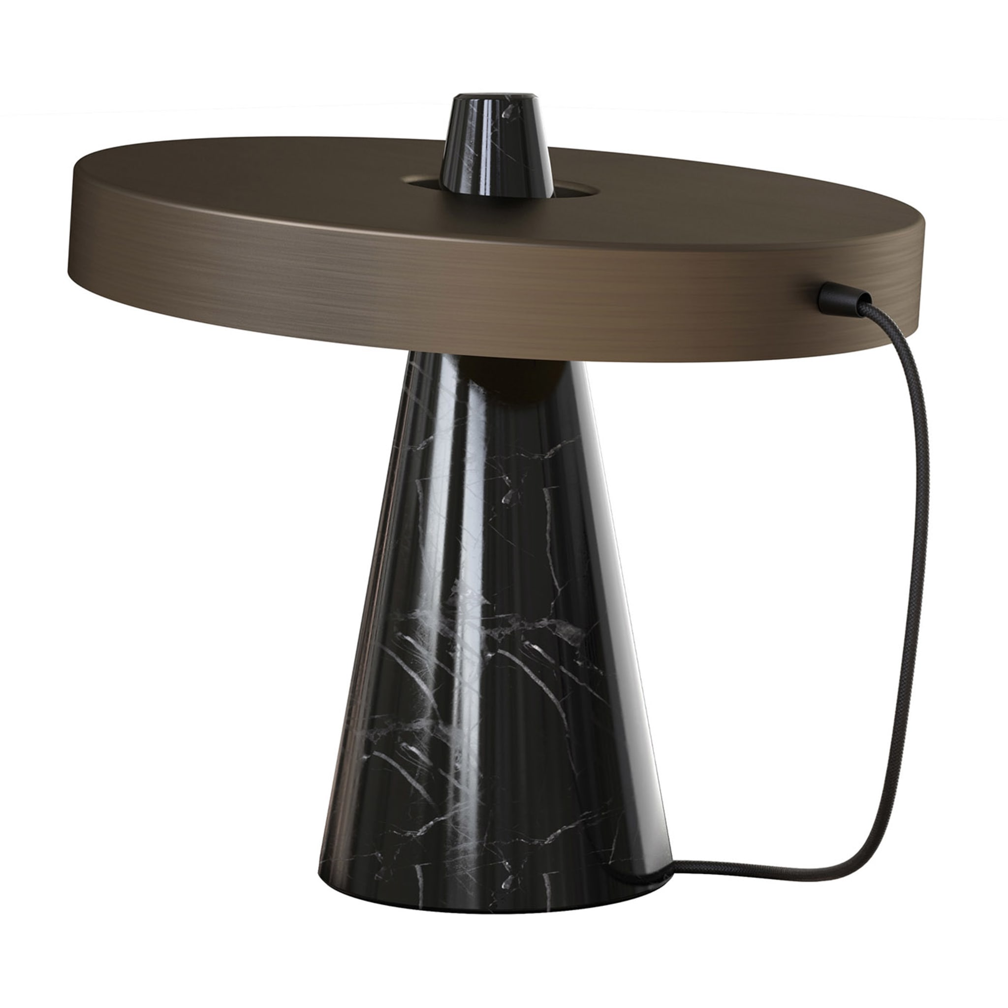 ED039 Lámpara de mesa de piedra negra y bronce - Vista principal