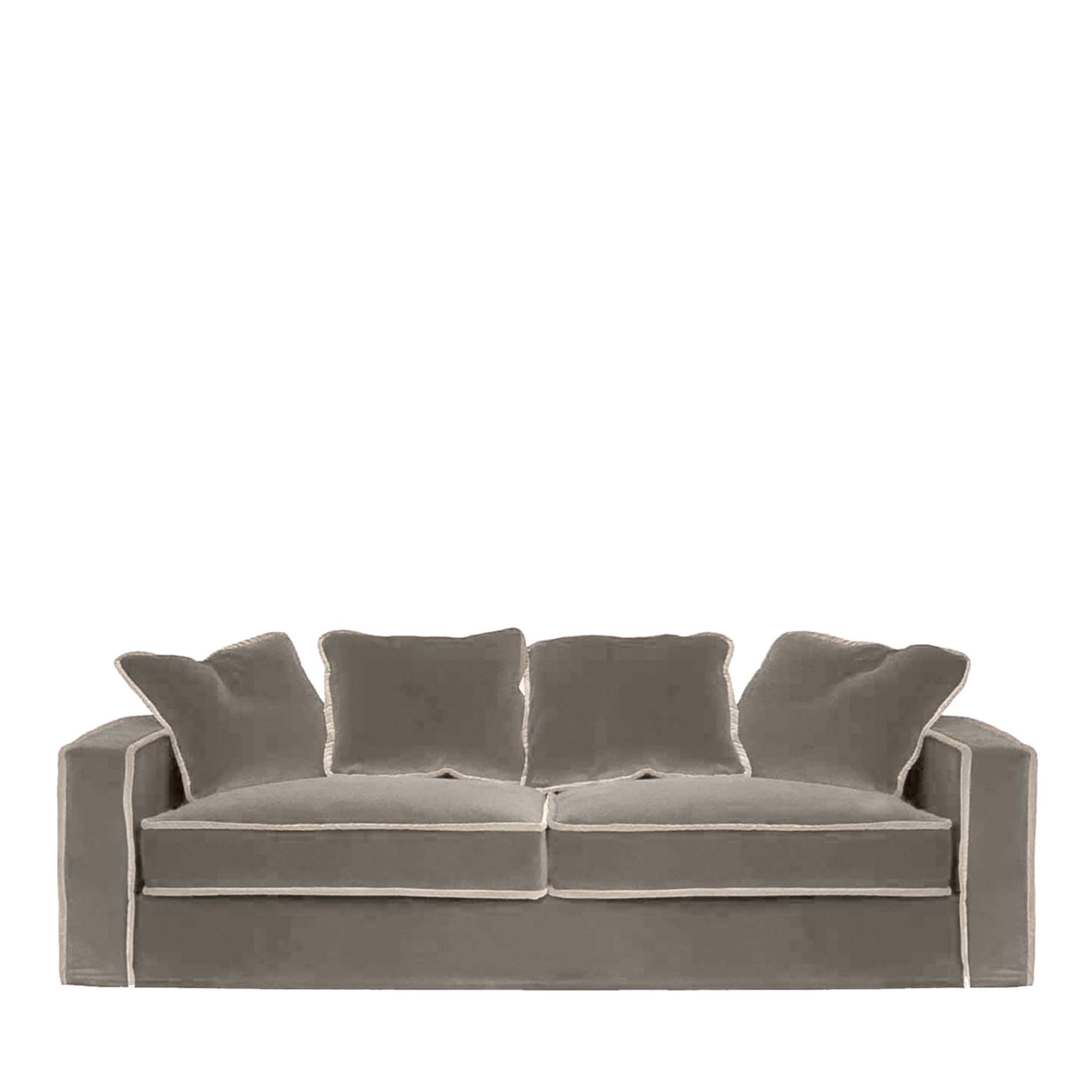 Rafaella Grey & Taupe Velvet 3 Seater Sofa - Main view