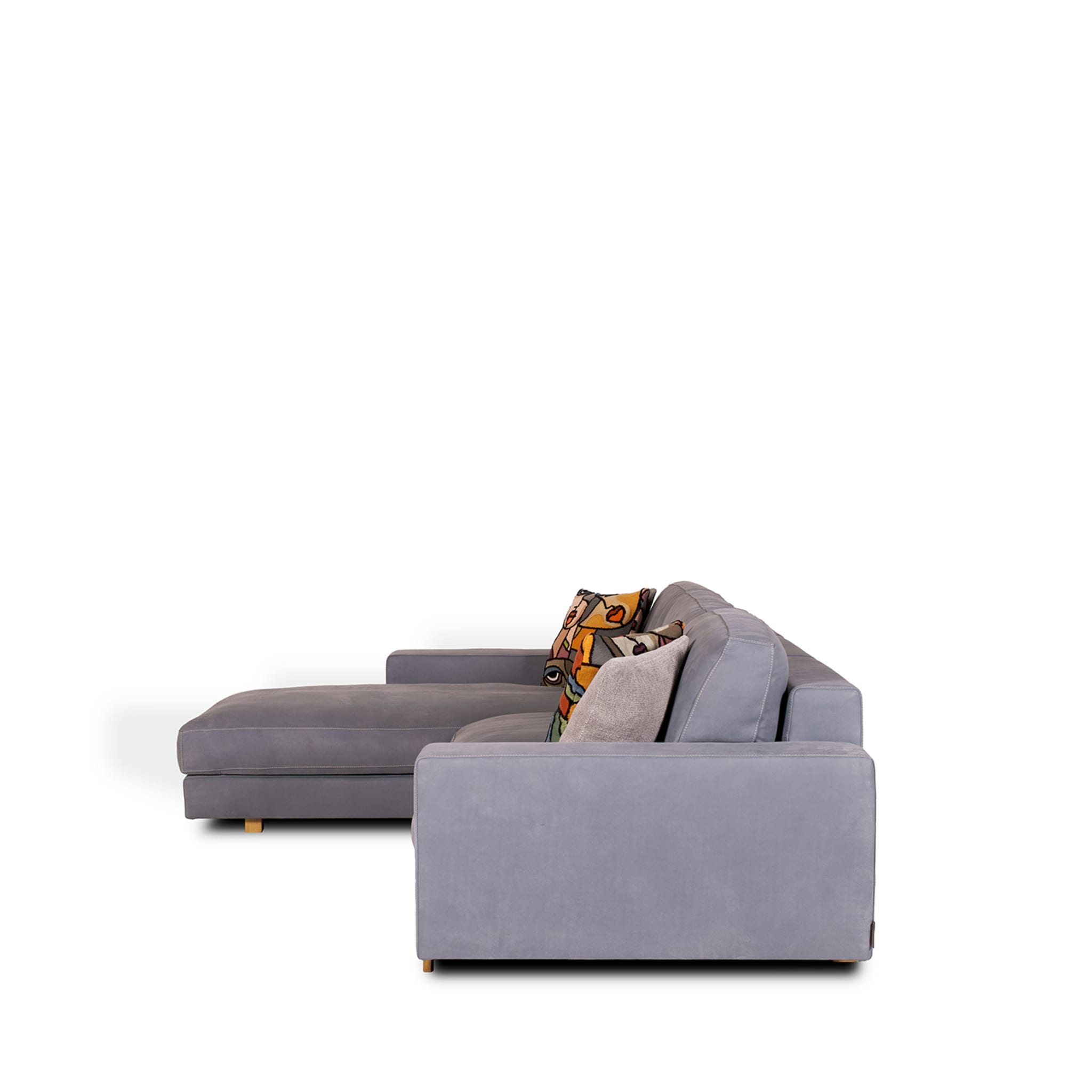 Canapé Maxi en cuir bleu clair avec chaise longue - Vue alternative 3