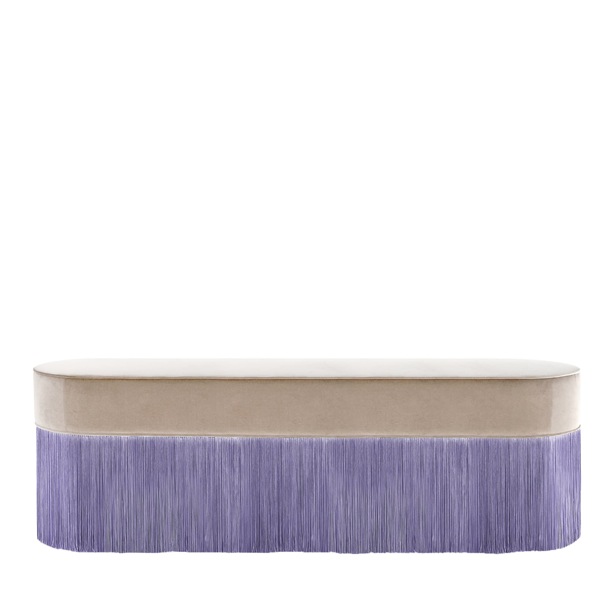 Fringed Beige & Lilac Bench - Main view