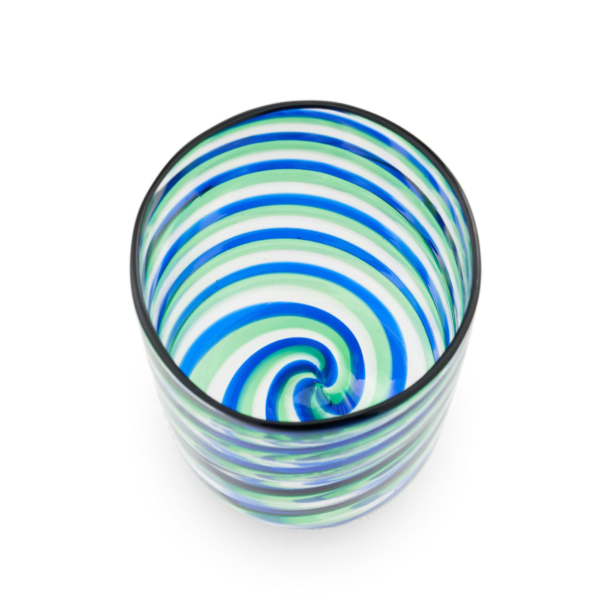 Rainbow Swirl Set of 2 Mouth-Blown Blue & Green Water Tumblers  - Alternative view 1
