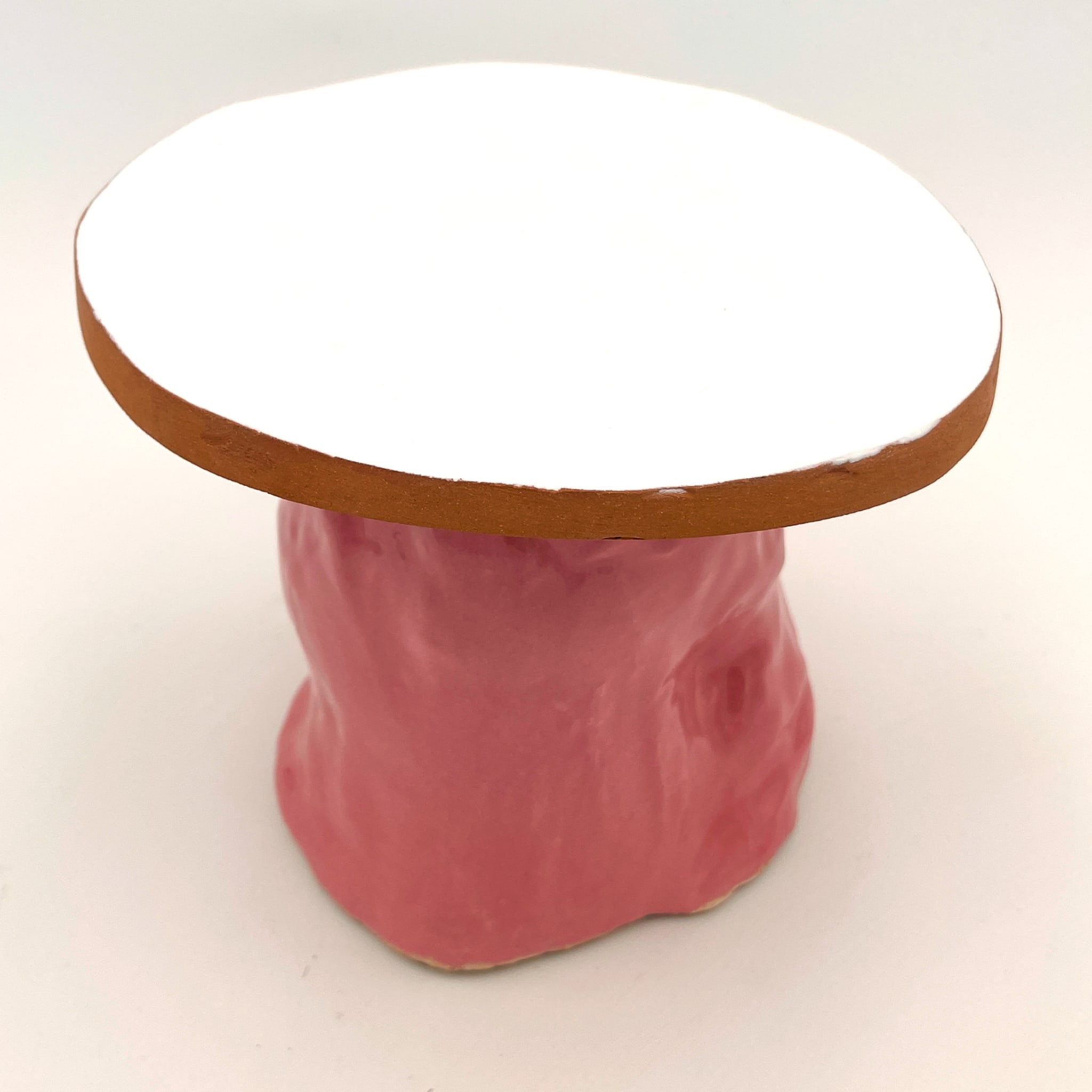 Alzata per torta Fungo Rock rosa e bianca lucida - Vista alternativa 2