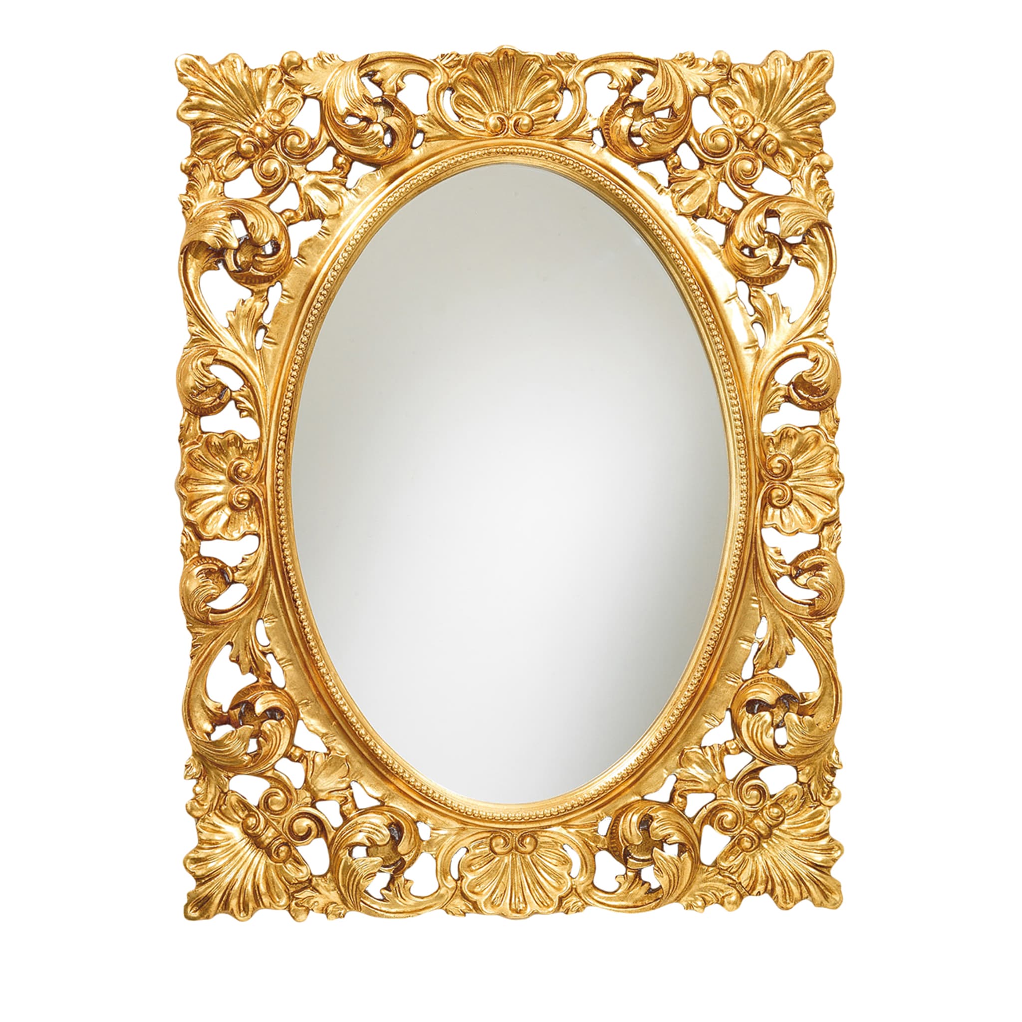 Alexandra Baroque-Style Antiqued Gold Leaf Wall Mirror - Main view